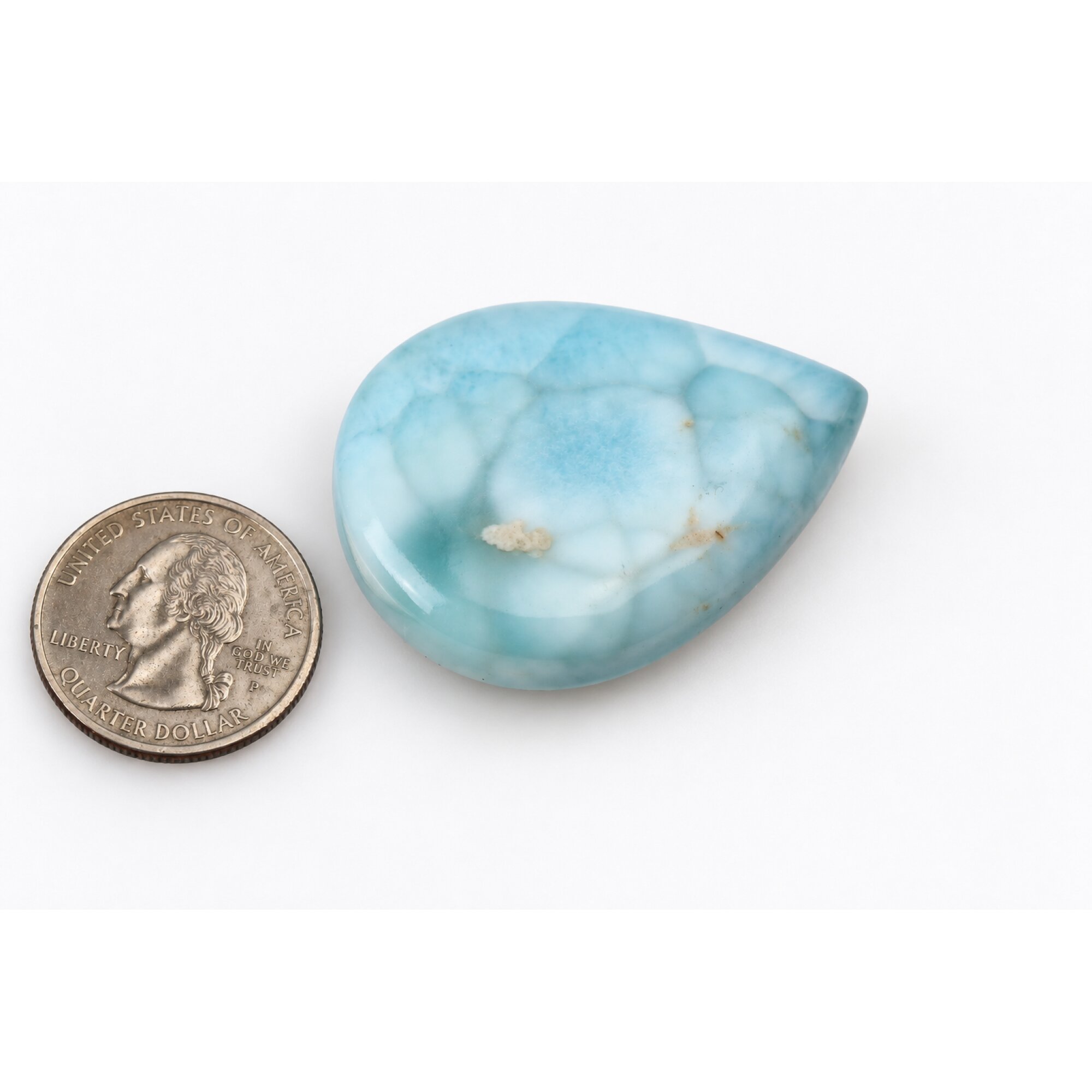 Expertly crafted sky blue polished Dominican Larimar 45mm – photo 4