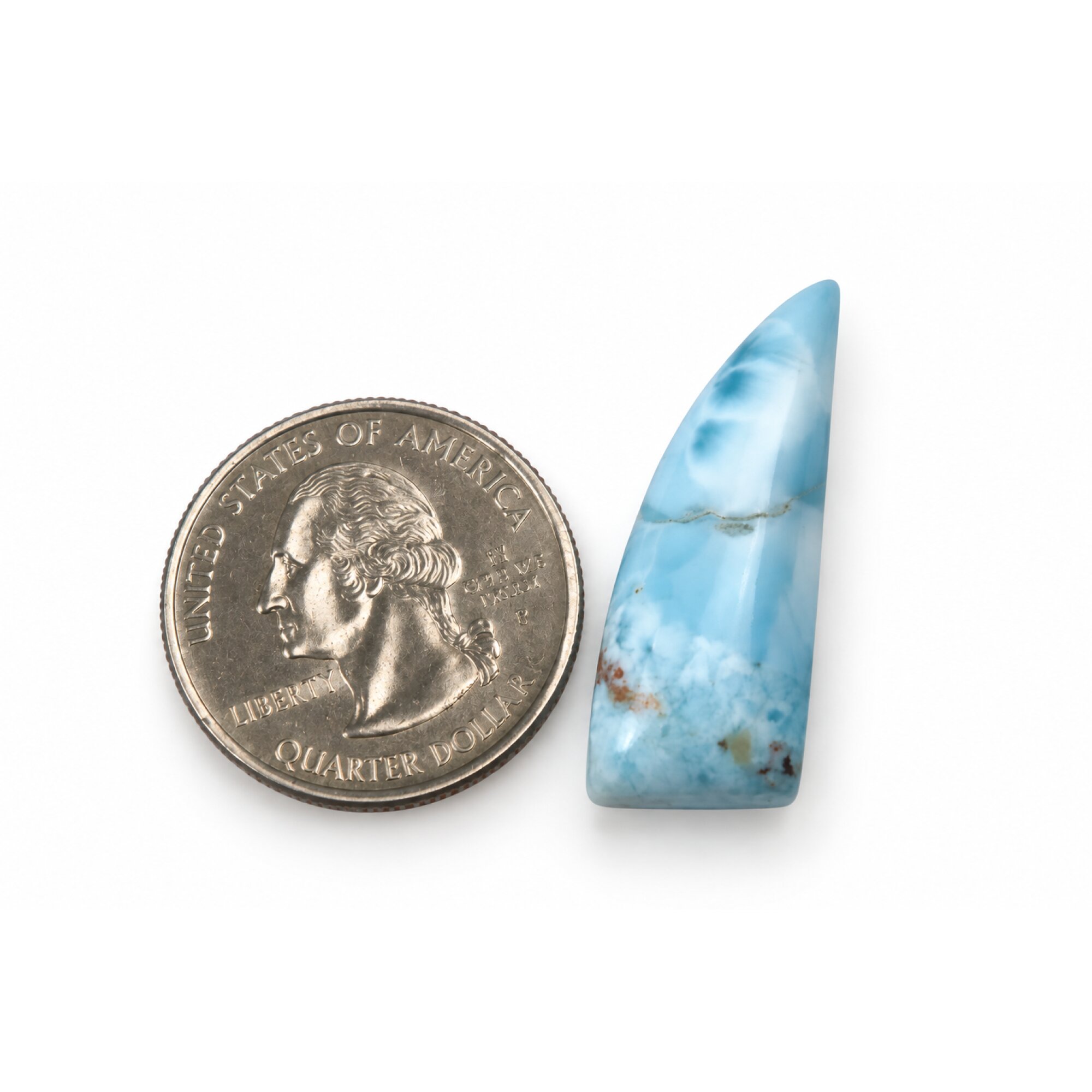 Handmade sky blue Dominican Larimar cabochon 30mm – photo 4