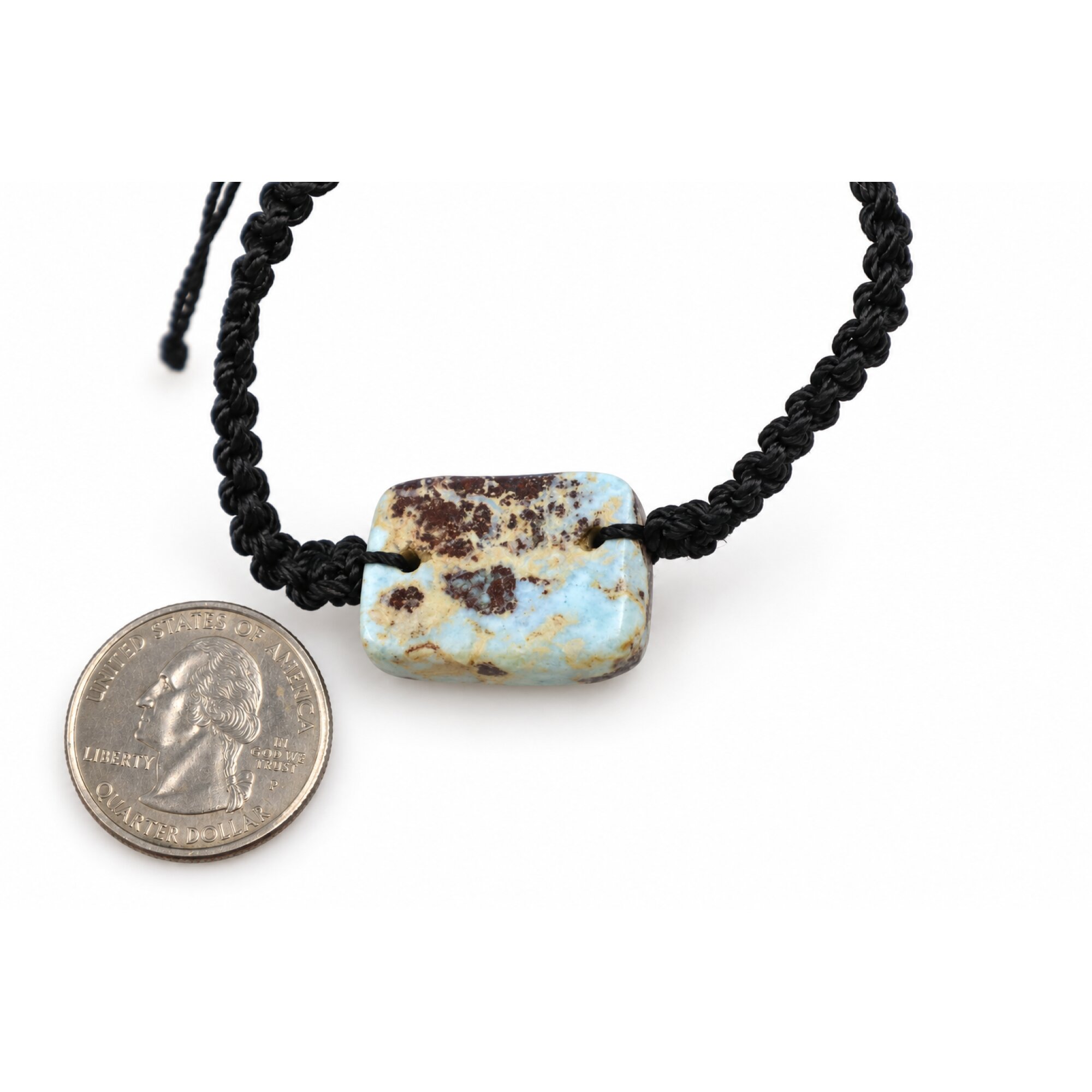 Hand finished red blue Dominican Larimar macrame bracelet 25mm – photo 2