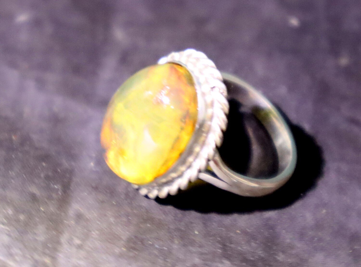 Exquisite Natural Clear Light Blue Amber .925 Sterling Silver Ring #7 – photo 11