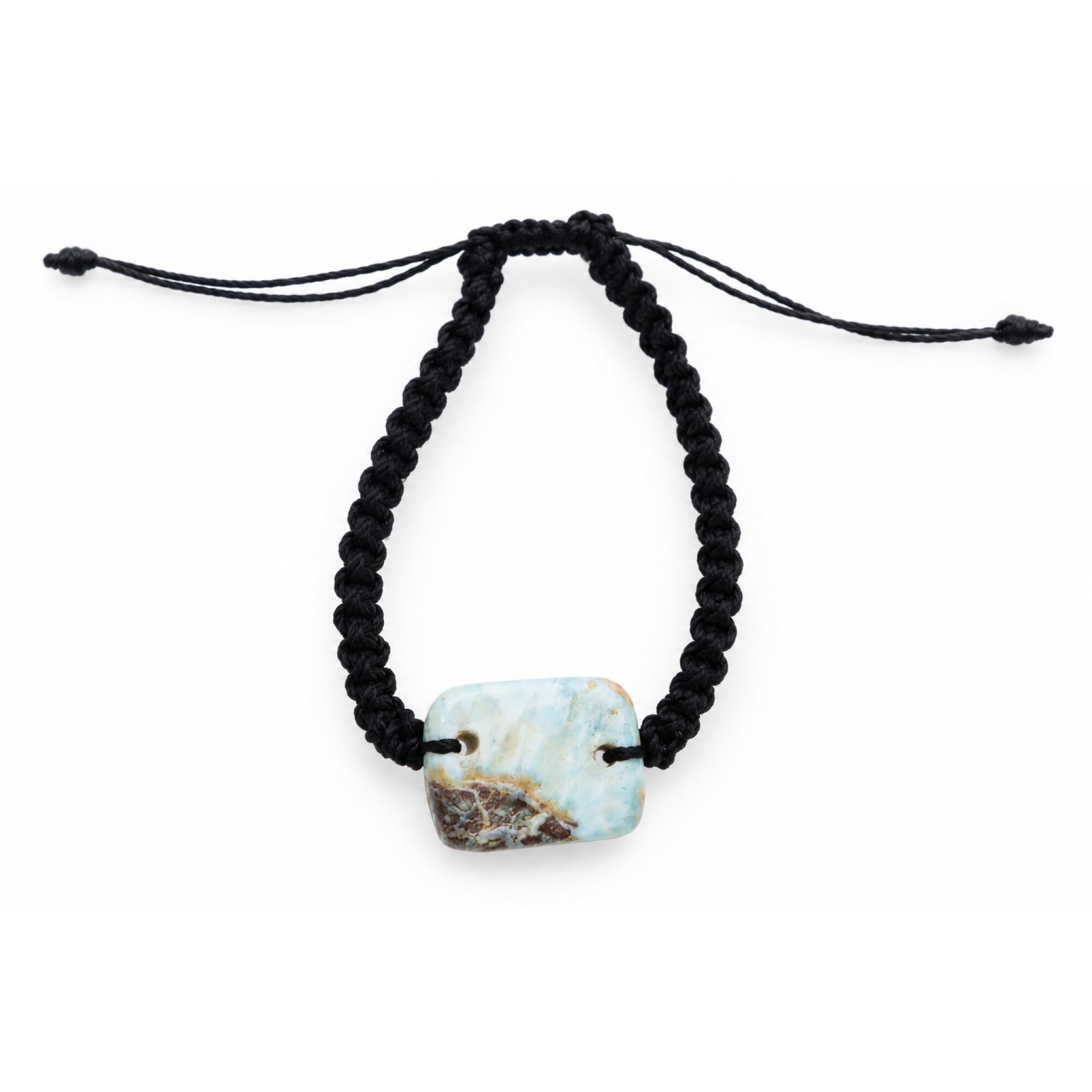 Natural cafe blue Dominican Larimar macrame bracelet 20mm – photo 3