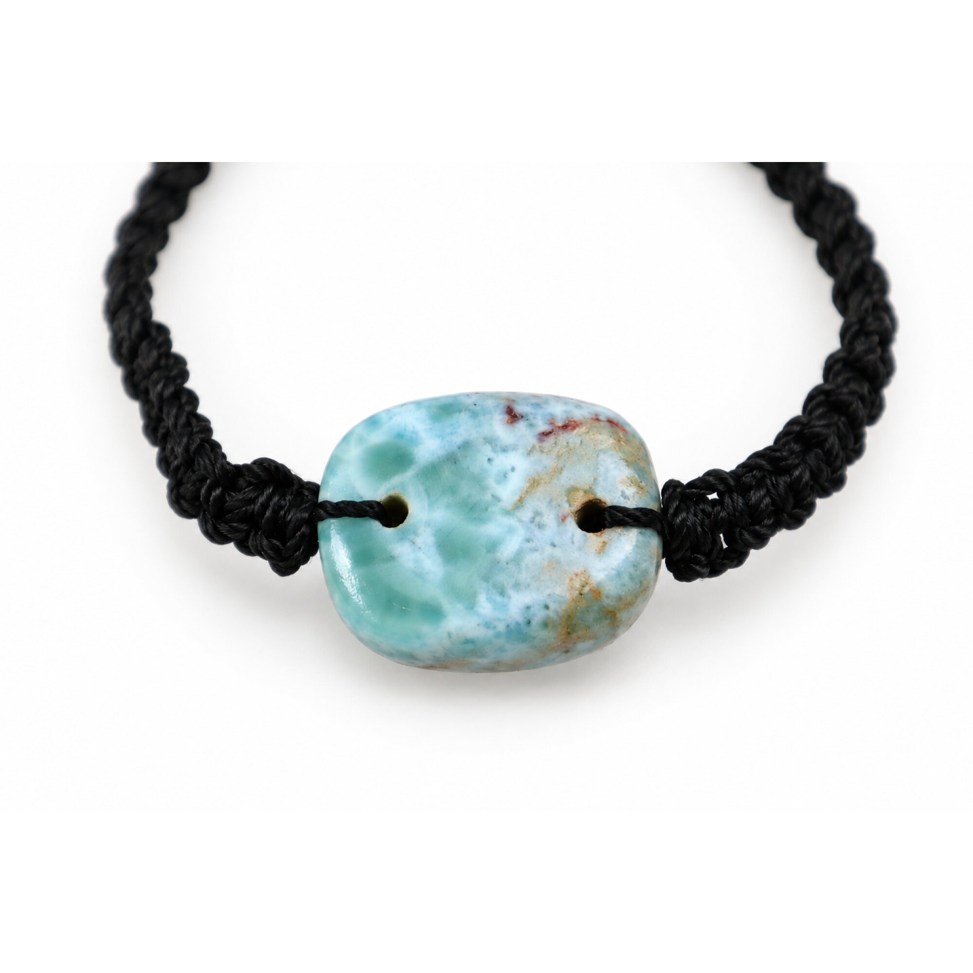 Nature created red green blue Dominican Larimar macrame bracelet 24mm – photo 2