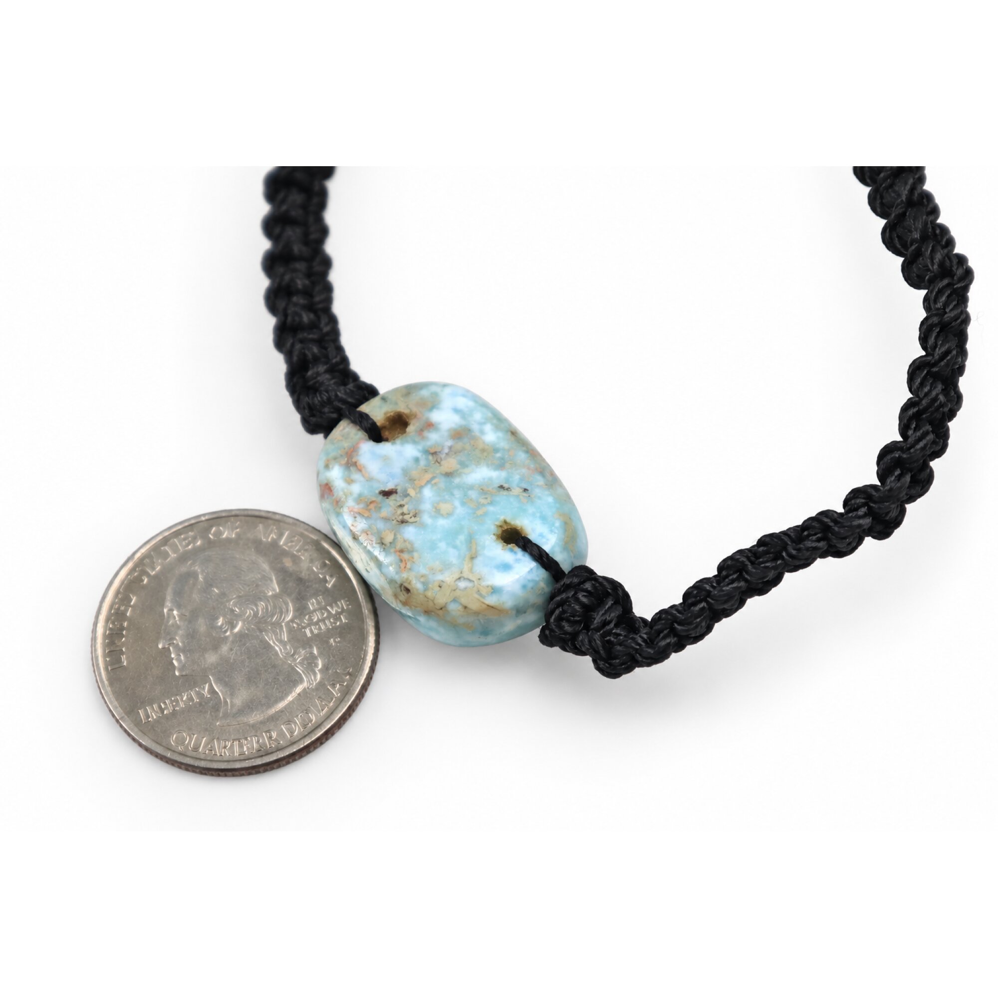 Nature created red green blue Dominican Larimar macrame bracelet 24mm – photo 3