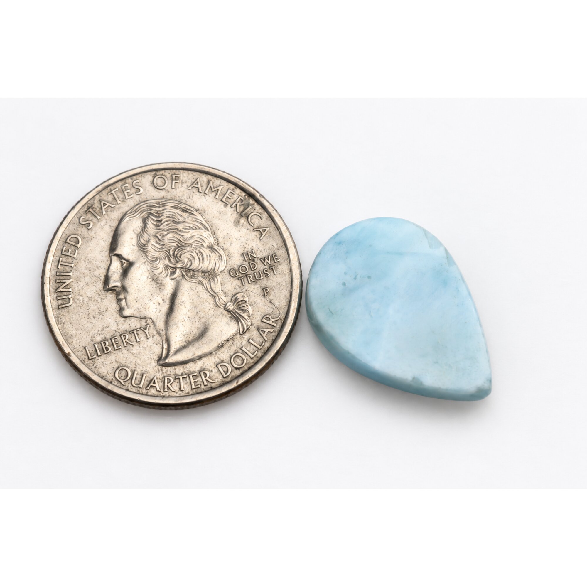 Genuine handcrafted sky blue Dominican Larimar cabochon 20mm – photo 4
