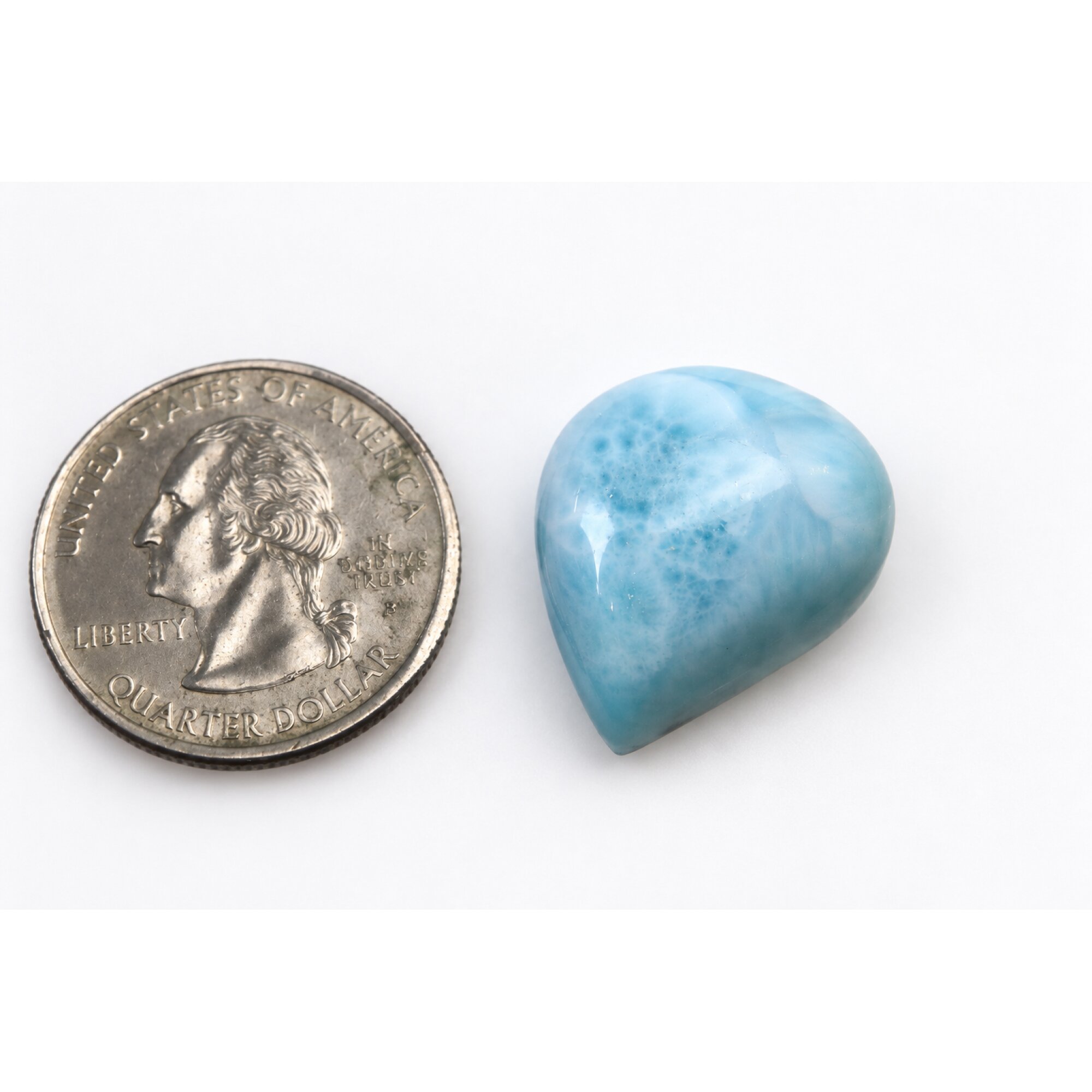 Genuine handcrafted sky blue Dominican Larimar cabochon 22mm – photo 6