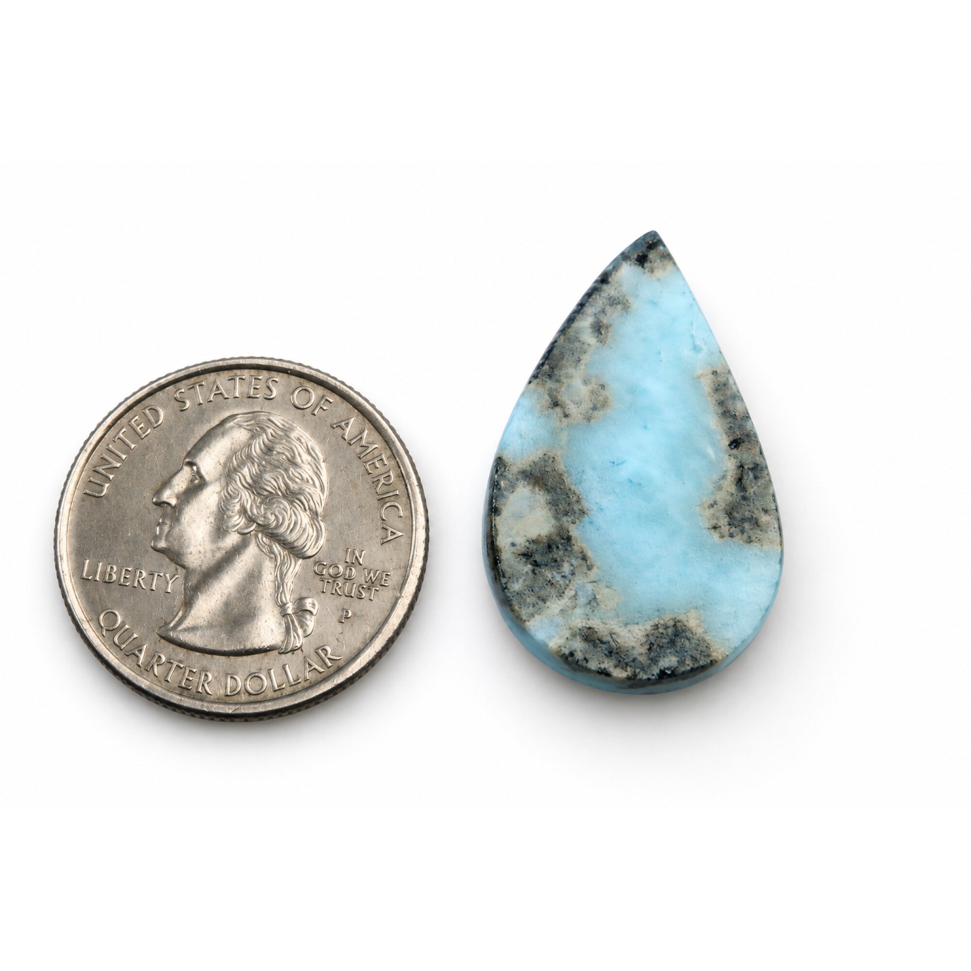Authentic deep blue Dominican Larimar cabochon 30mm – photo 6