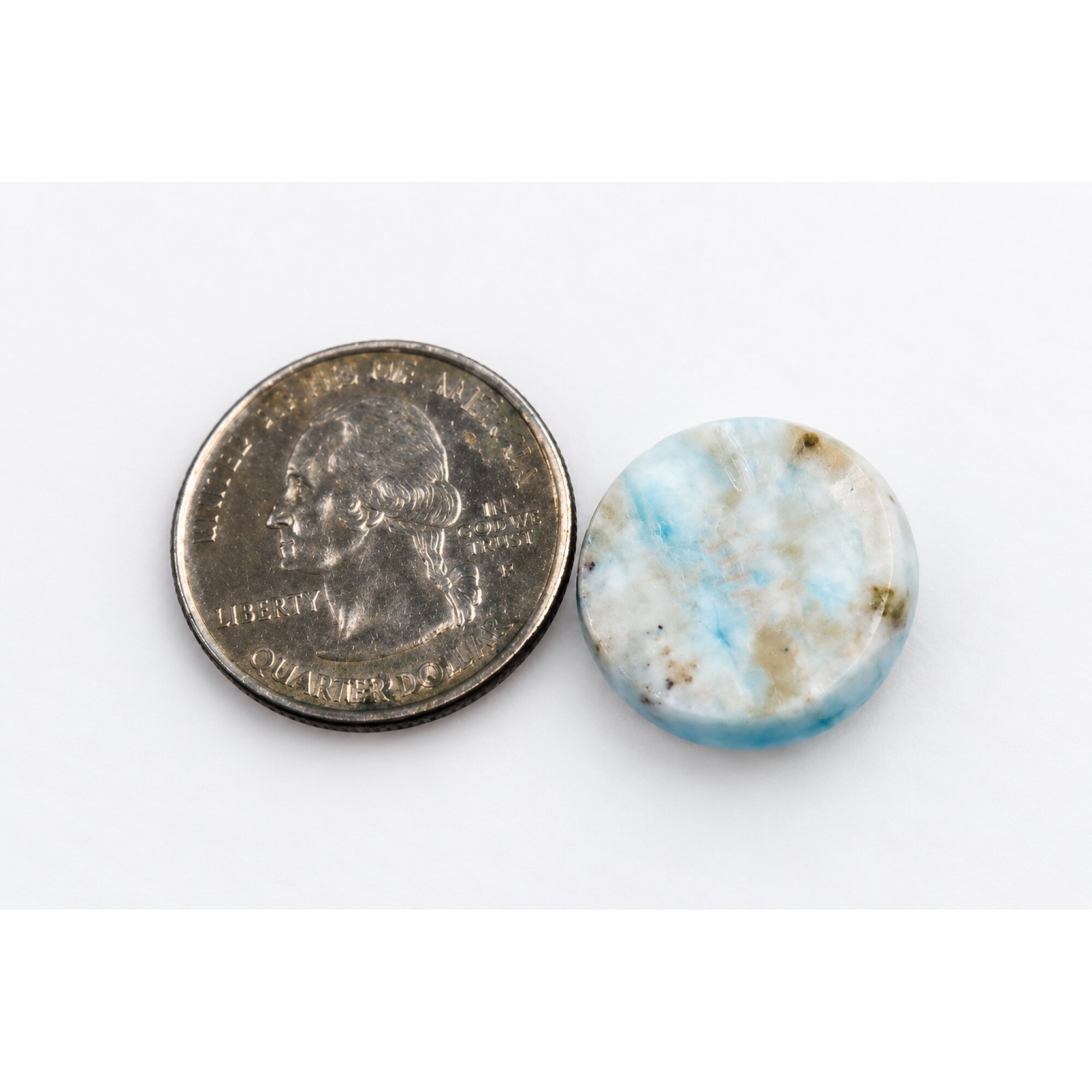 Genuine sea blue Dominican Larimar cabochon 18.5mm – photo 7