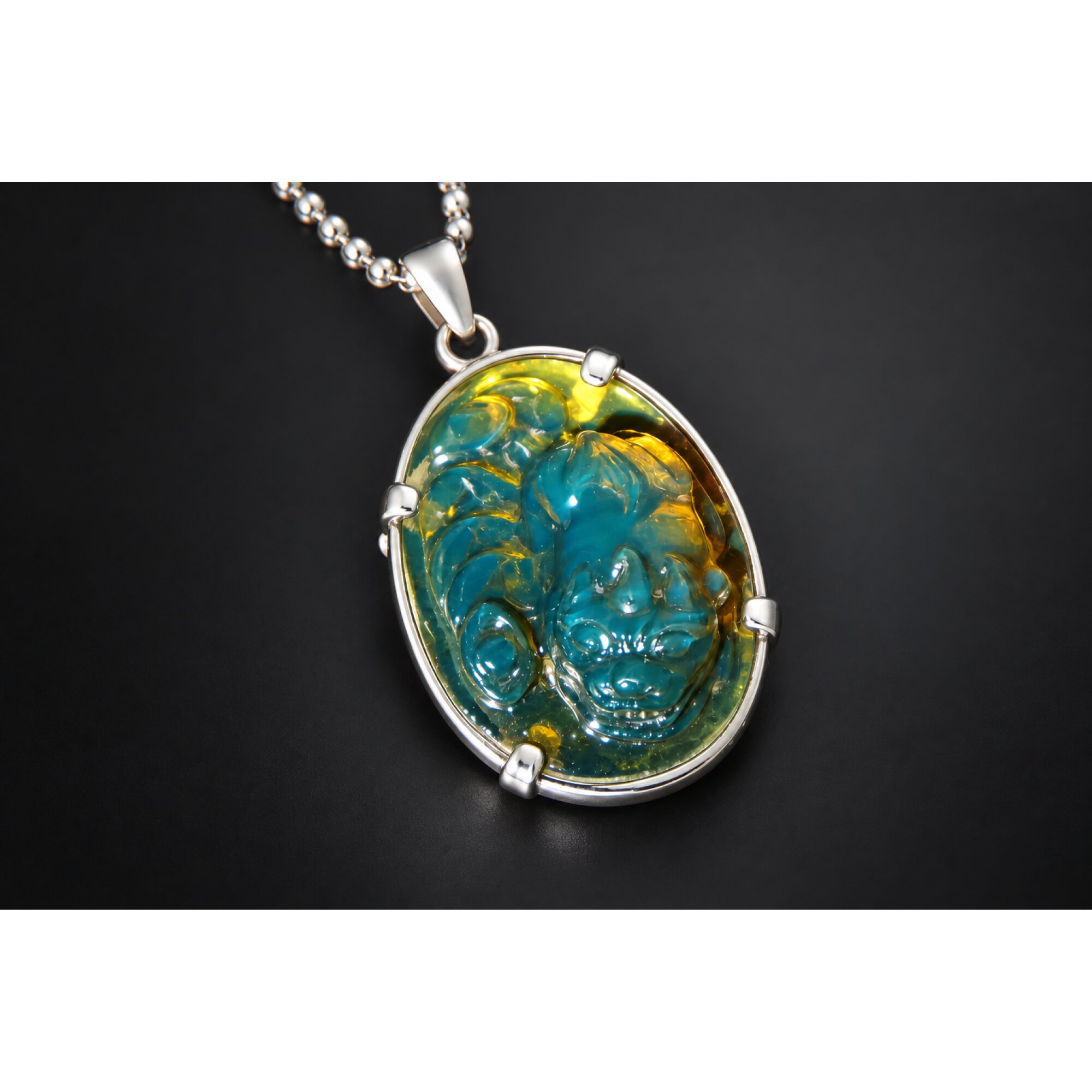 Earth mined sky blue Dominican amber sterling silver amber 55mm – photo 5