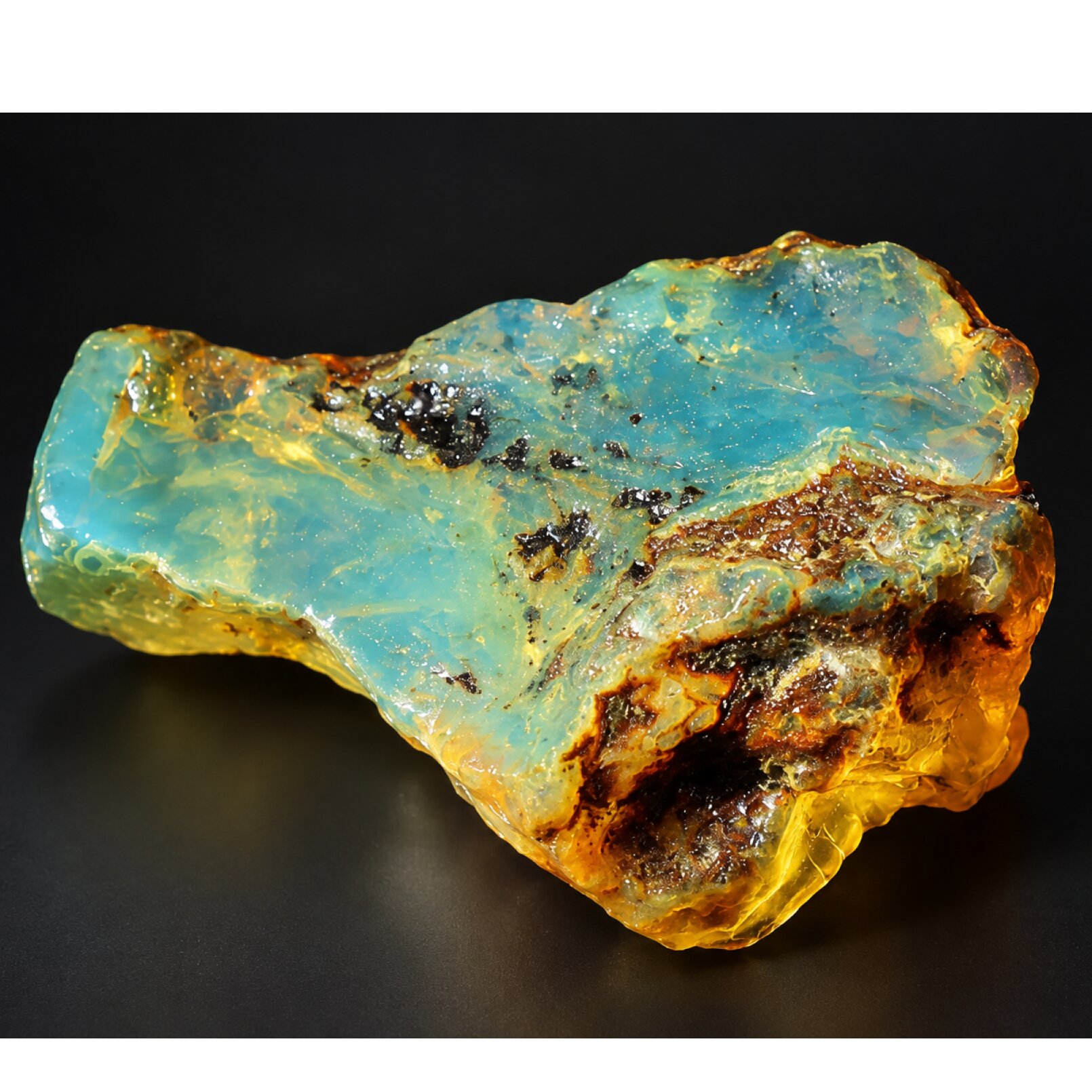 Genuine sky blue rough specimen Dominican amber 8.5g