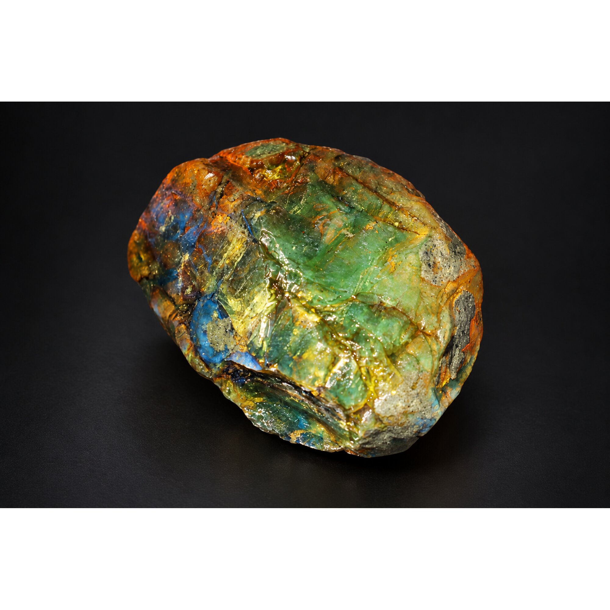 Untreated orange green rough specimen Dominican amber 45.1g – photo 14