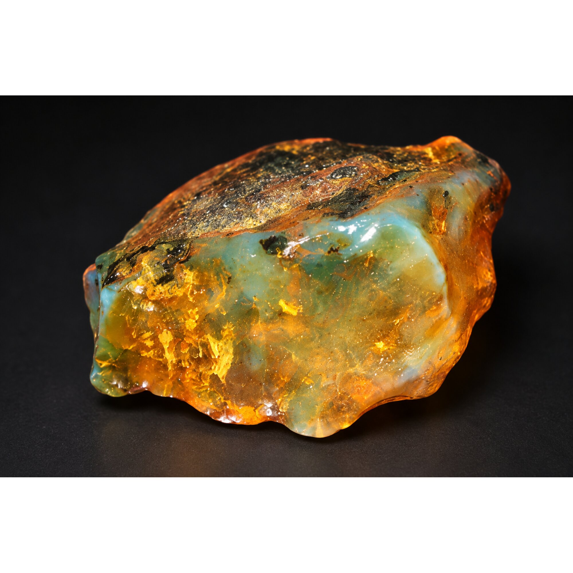 Nature created orange blue rough specimen Dominican amber 8.9g – photo 7