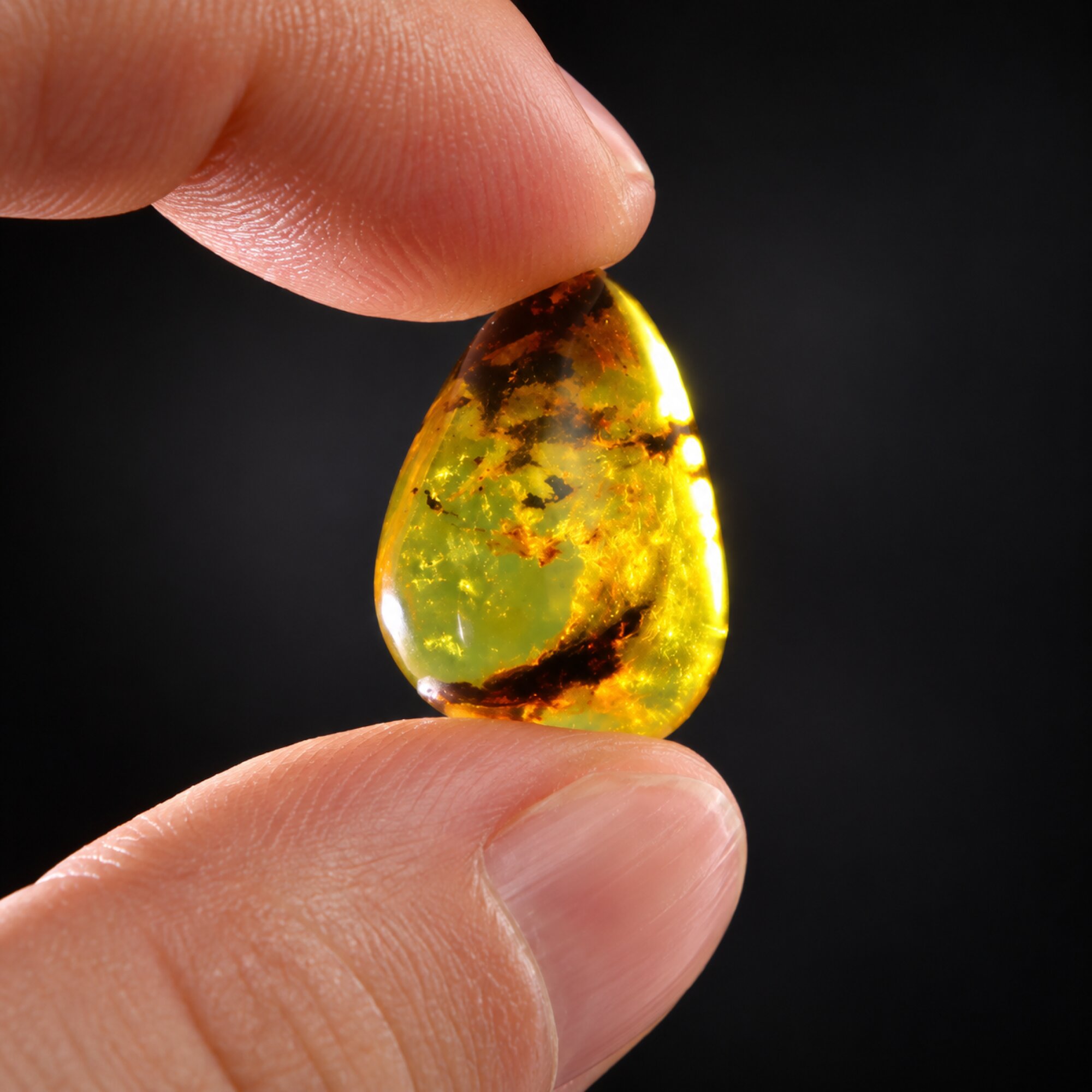 Untreated green blur polished Dominican amber 1.6g – photo 3