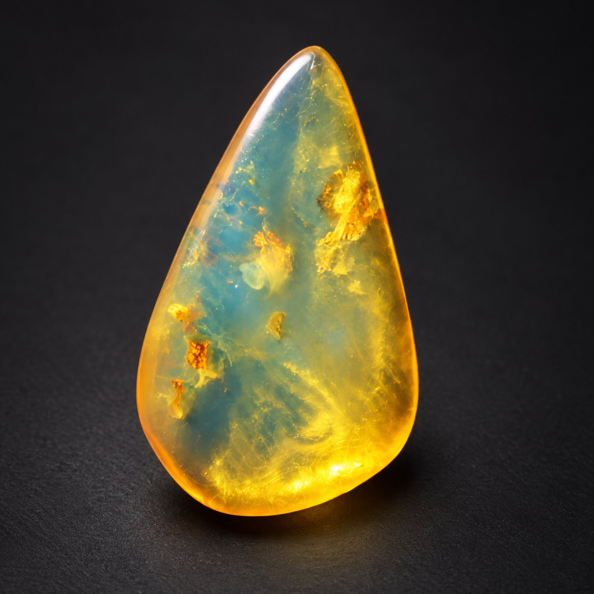 Untreated blue yellow polished Dominican amber 0.8g