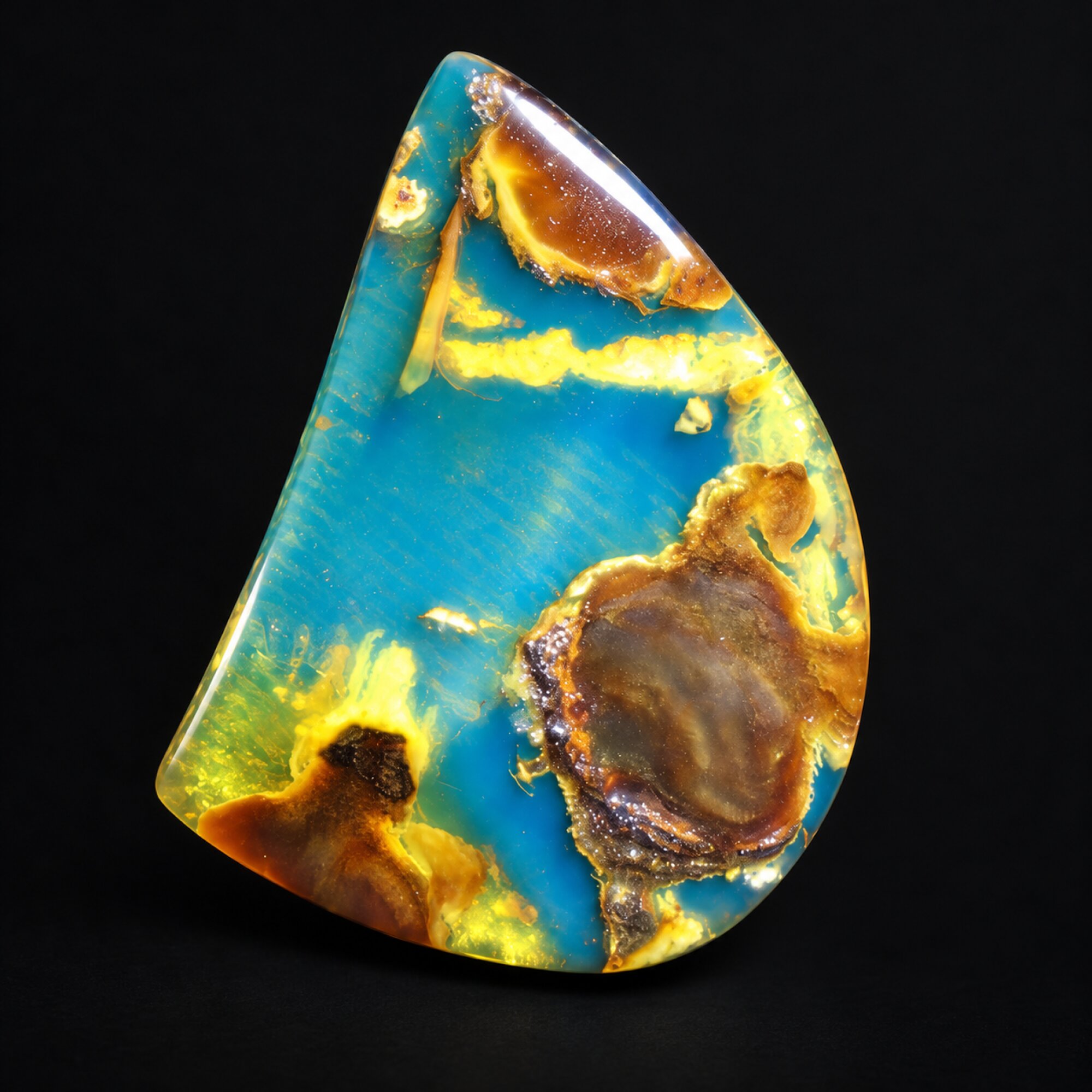 Handmade blue yellow polished Dominican amber 1.3g – photo 7