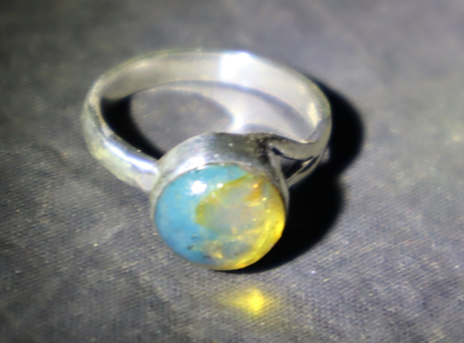Lovely Natural Clear Sky Blue Amber .925 Sterling Silver Ring #6 free resizing – photo 4