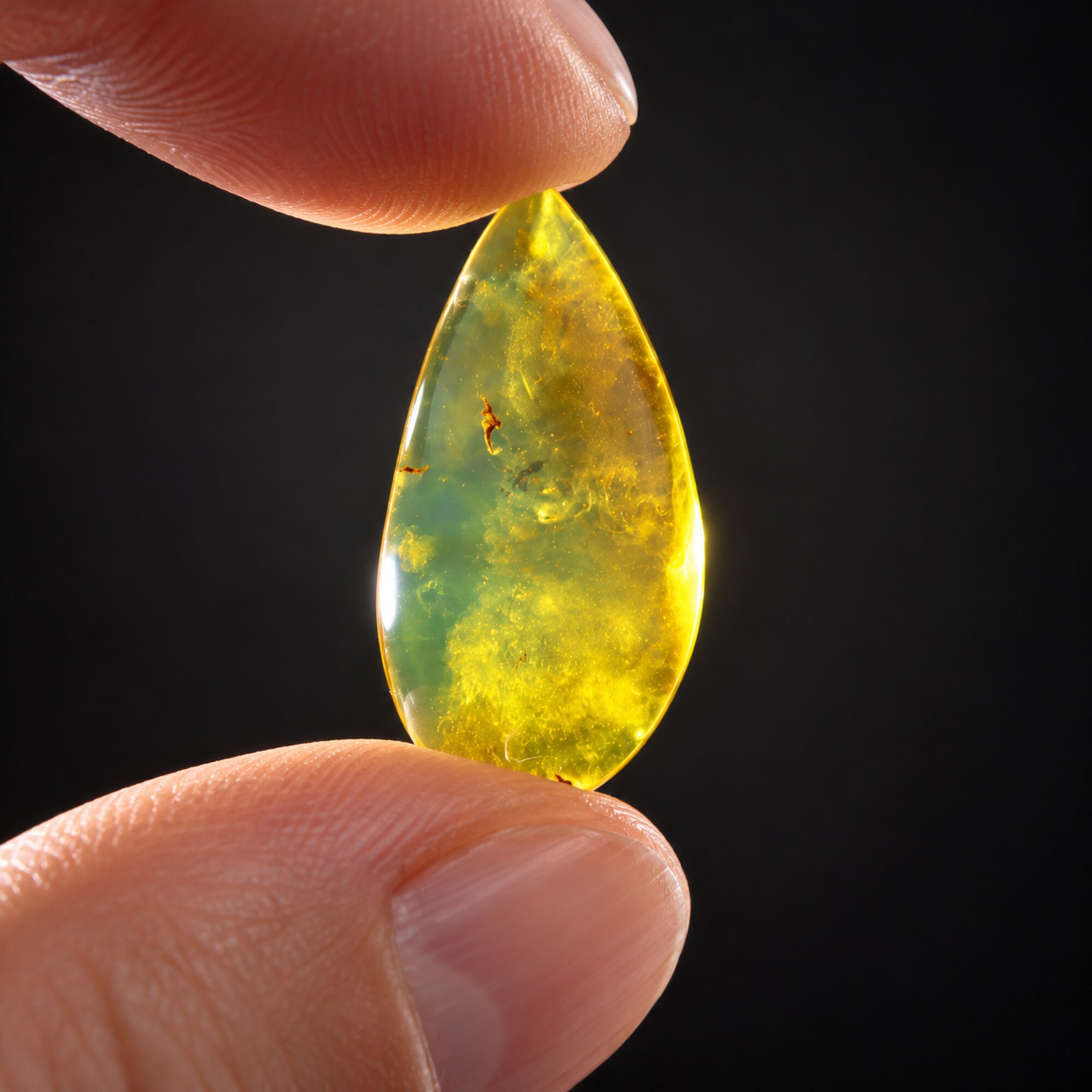 Natural orange green polished Dominican amber – photo 5