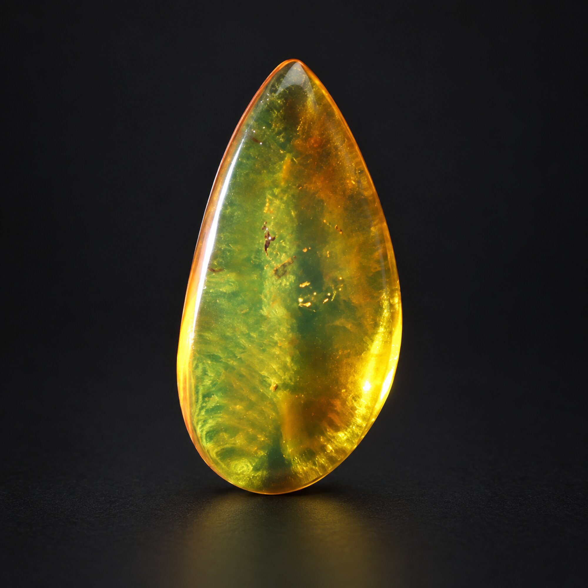 Natural orange green polished Dominican amber – photo 8