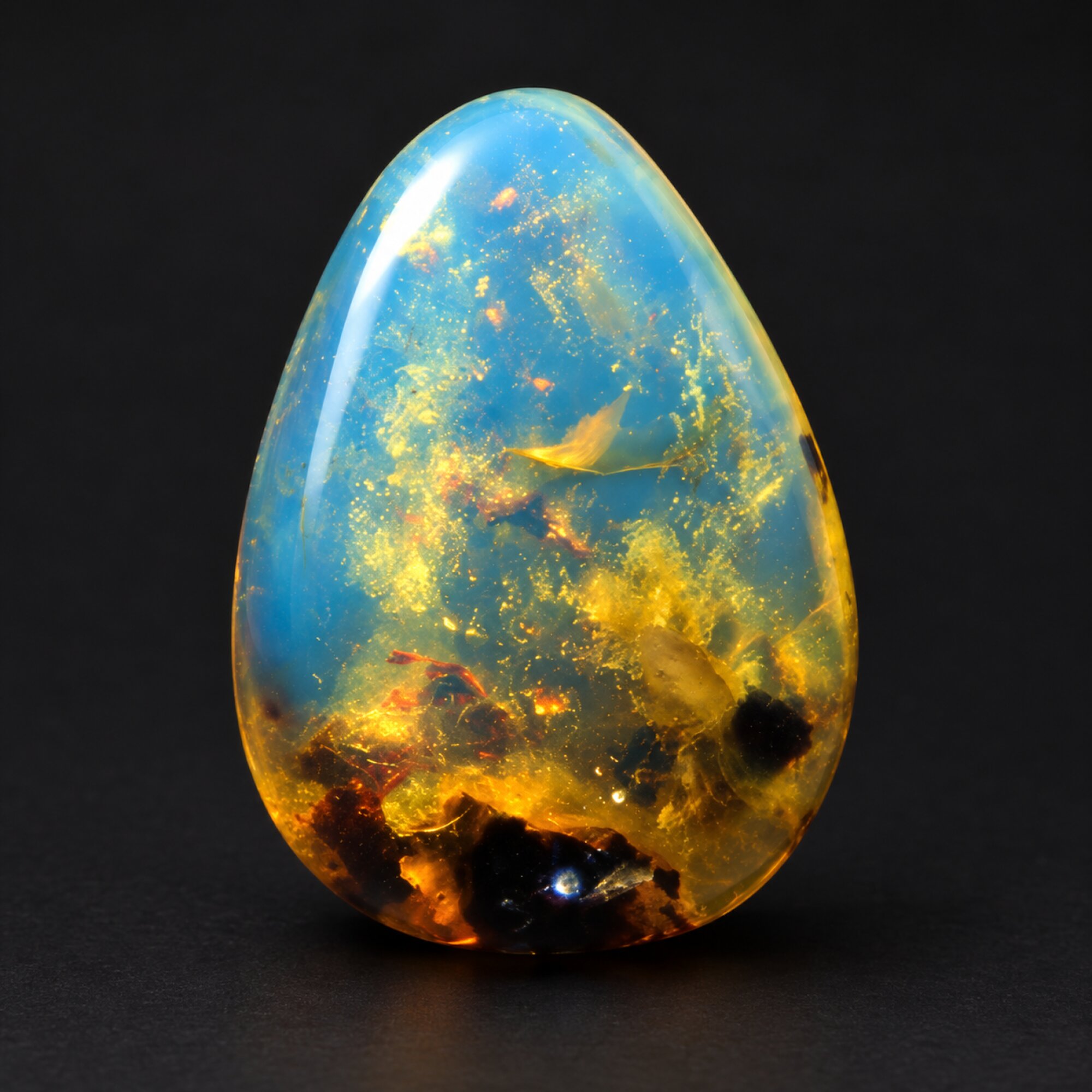 Natural orange blue polished Dominican amber – photo 10