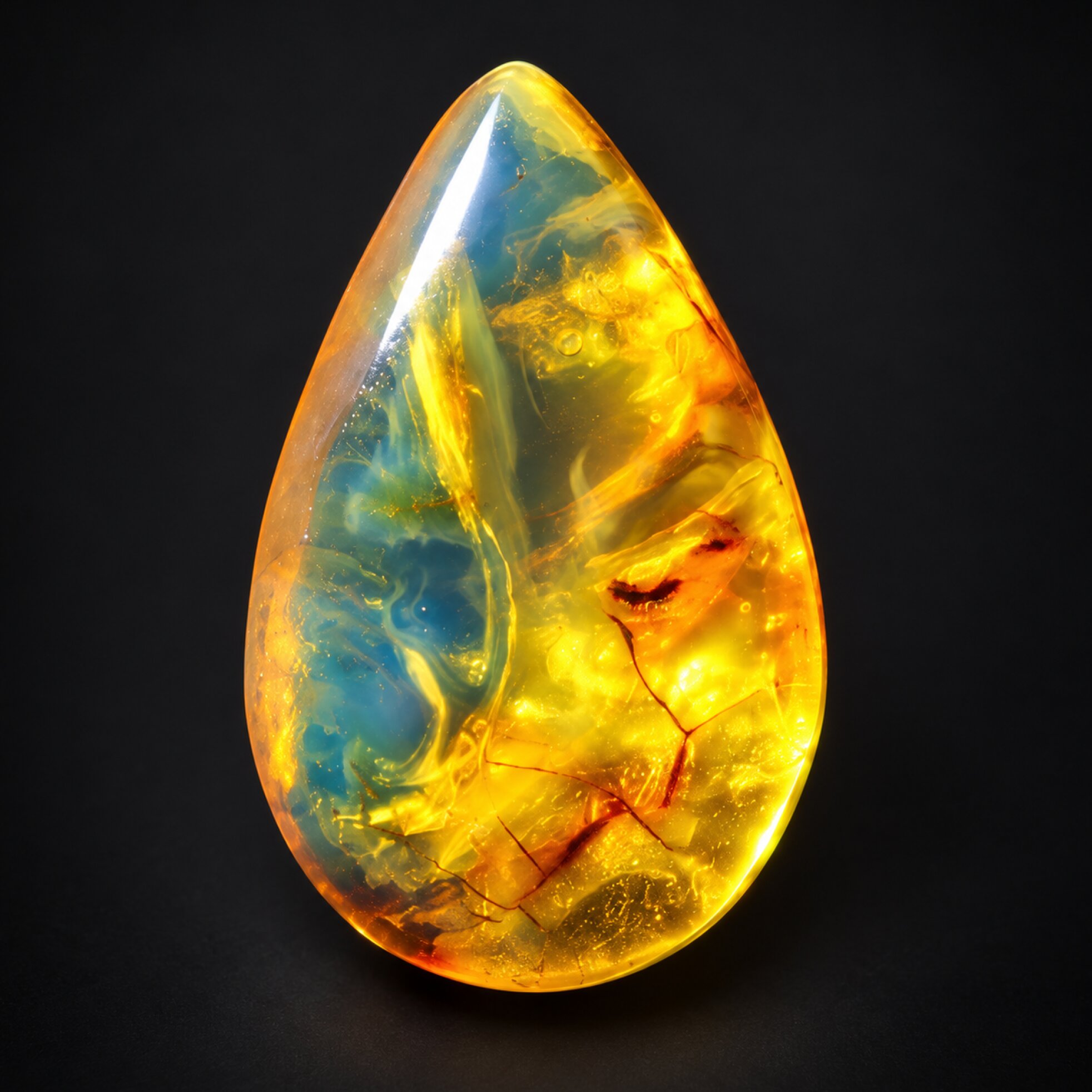 Natural orange blue polished Dominican amber