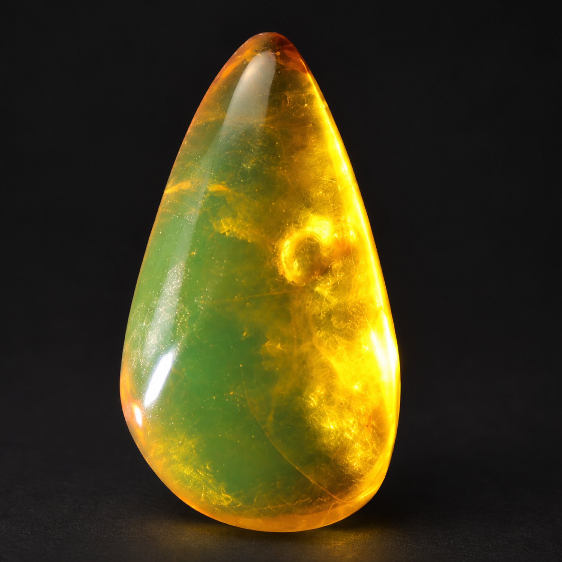 Genuine yellow green polished Dominican amber