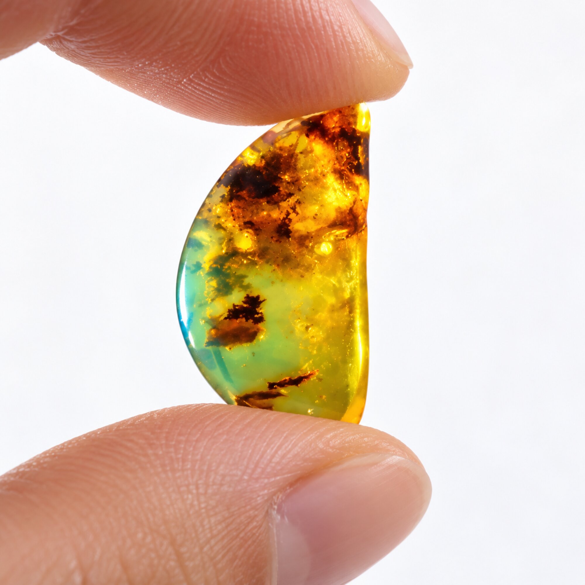Pure natural deep blue polished Dominican amber – photo 5