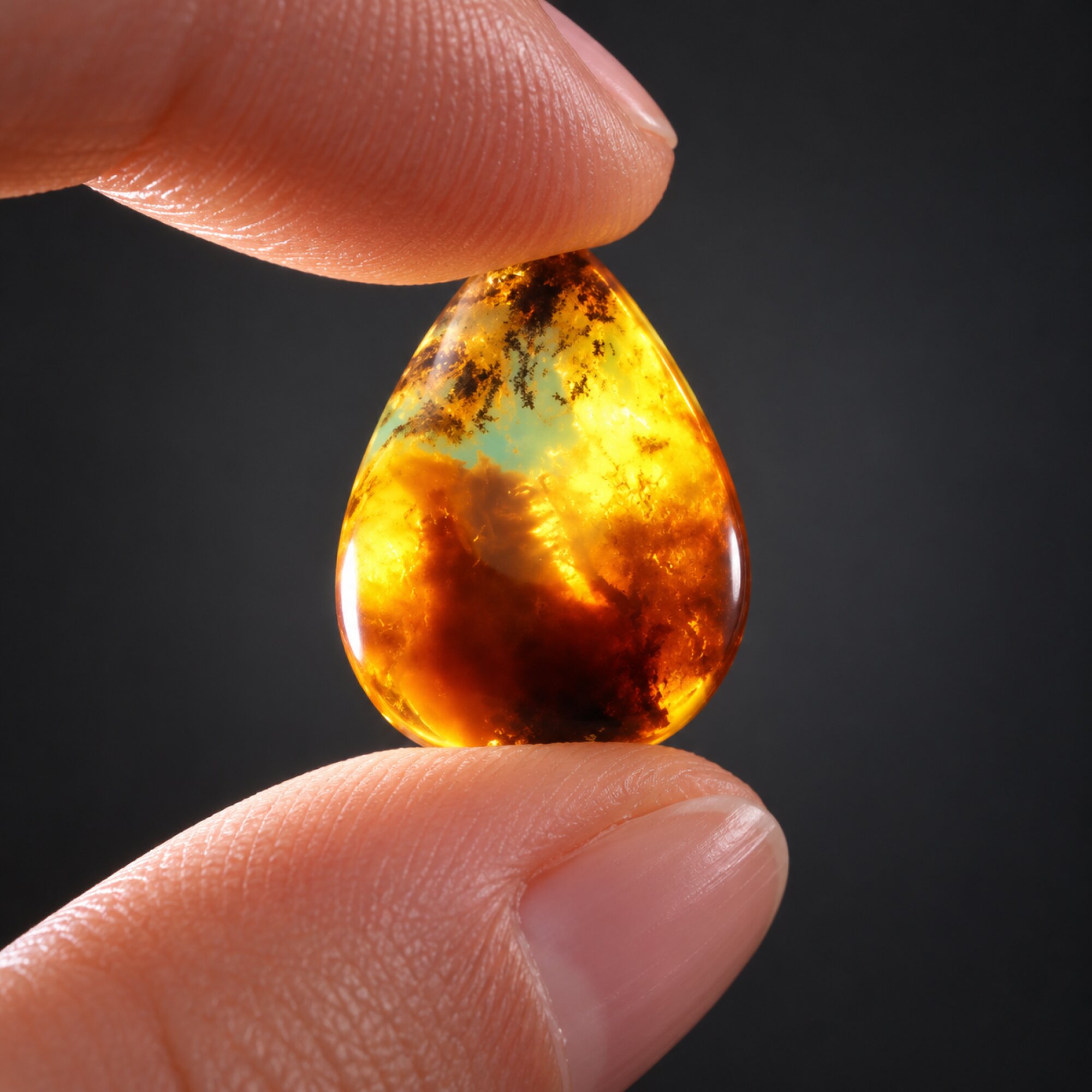 Pure natural deep blue polished Dominican amber – photo 4