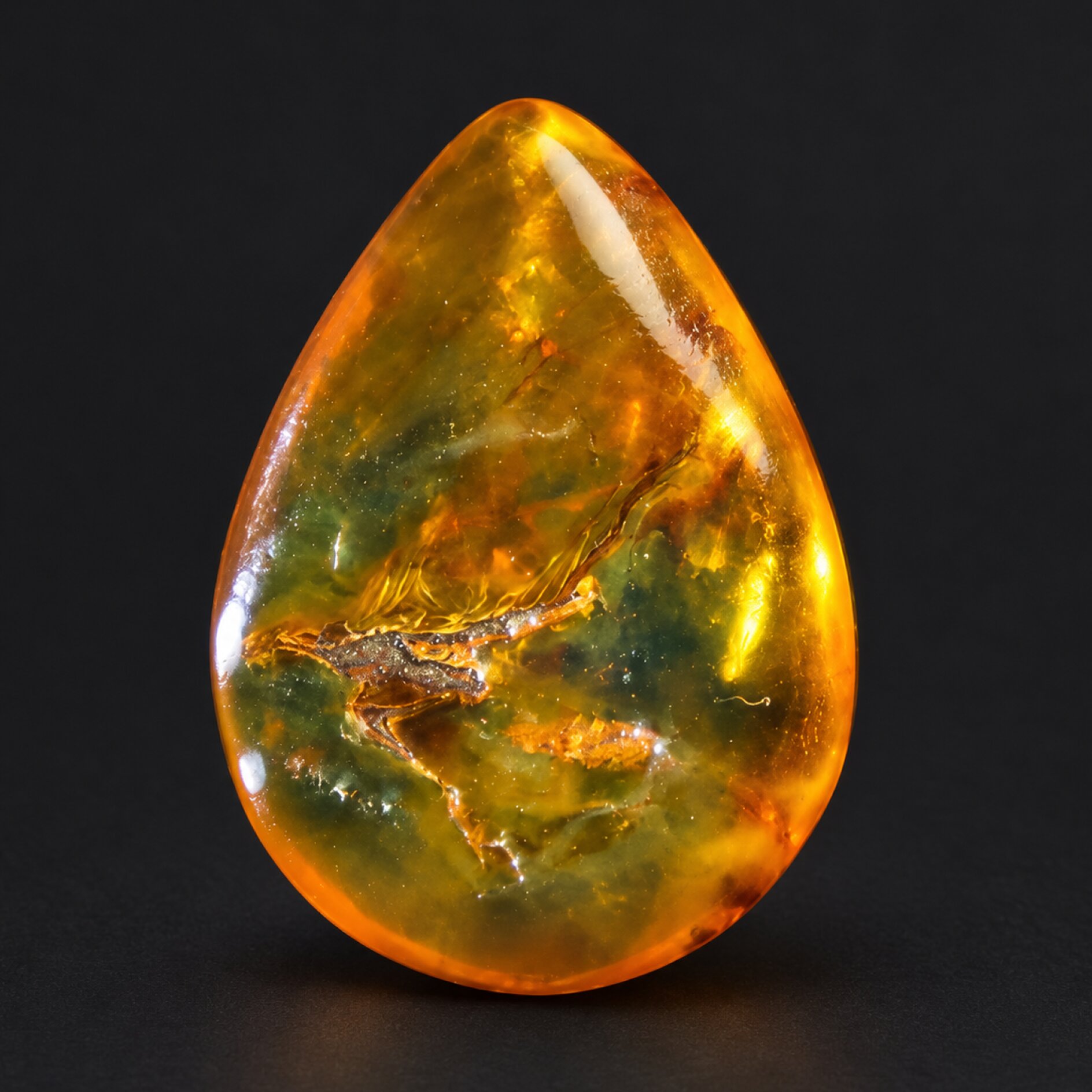 Pure natural orange green polished Dominican amber