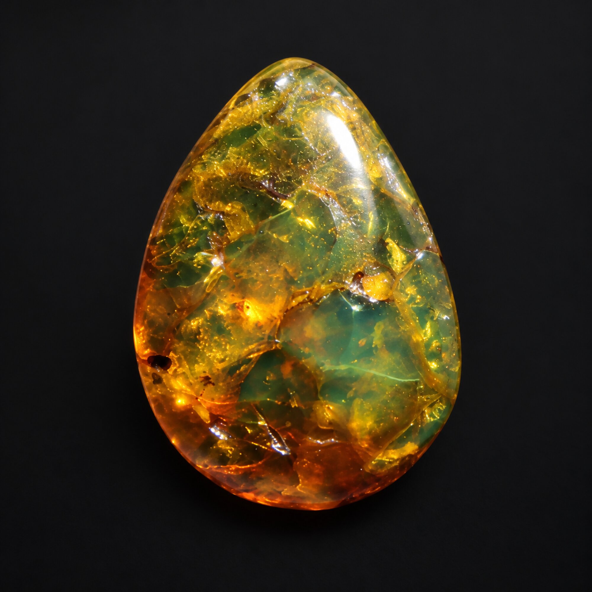 Natural orange green polished Dominican amber – photo 2