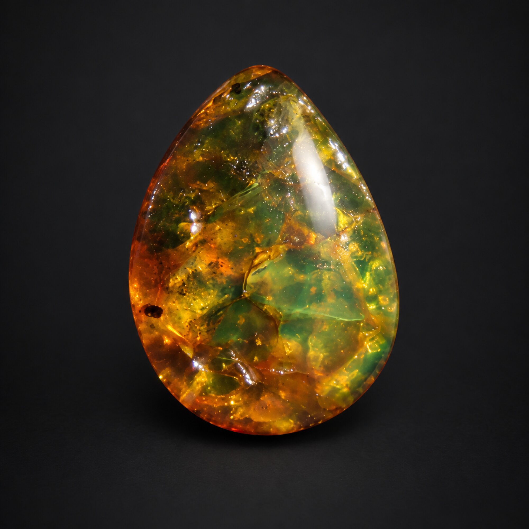 Natural orange green polished Dominican amber – photo 6