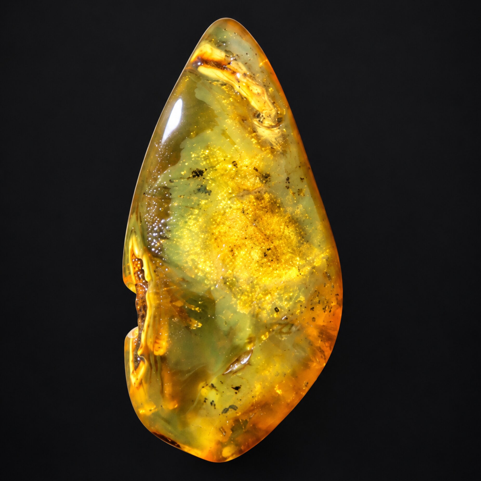 Natural orange yellow polished Dominican amber