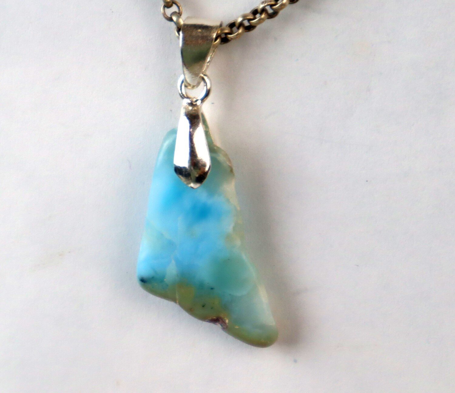 Charming Design Natural Sky Blue Larimar .925 Sterling Silver Pendant 42mm – photo 5