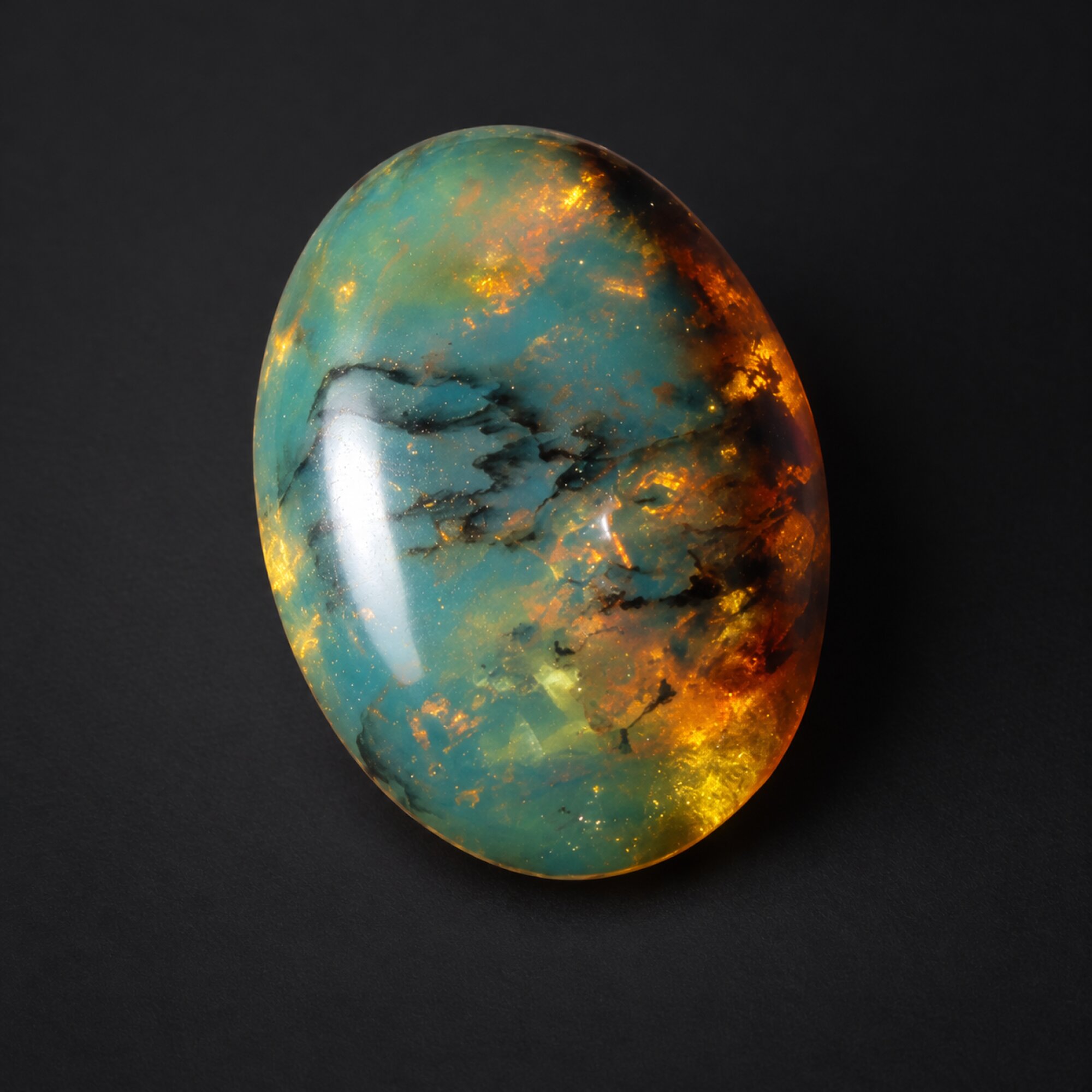 Natural deep bkue Dominican amber cabochon – photo 3