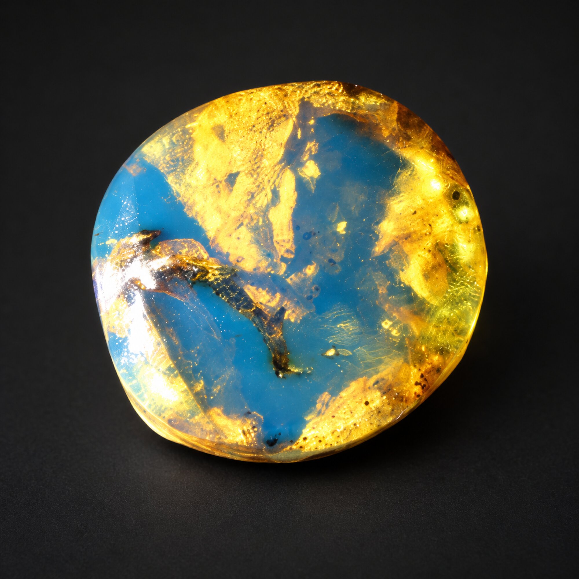 Untreated deep bkue Dominican amber cabochon – photo 4