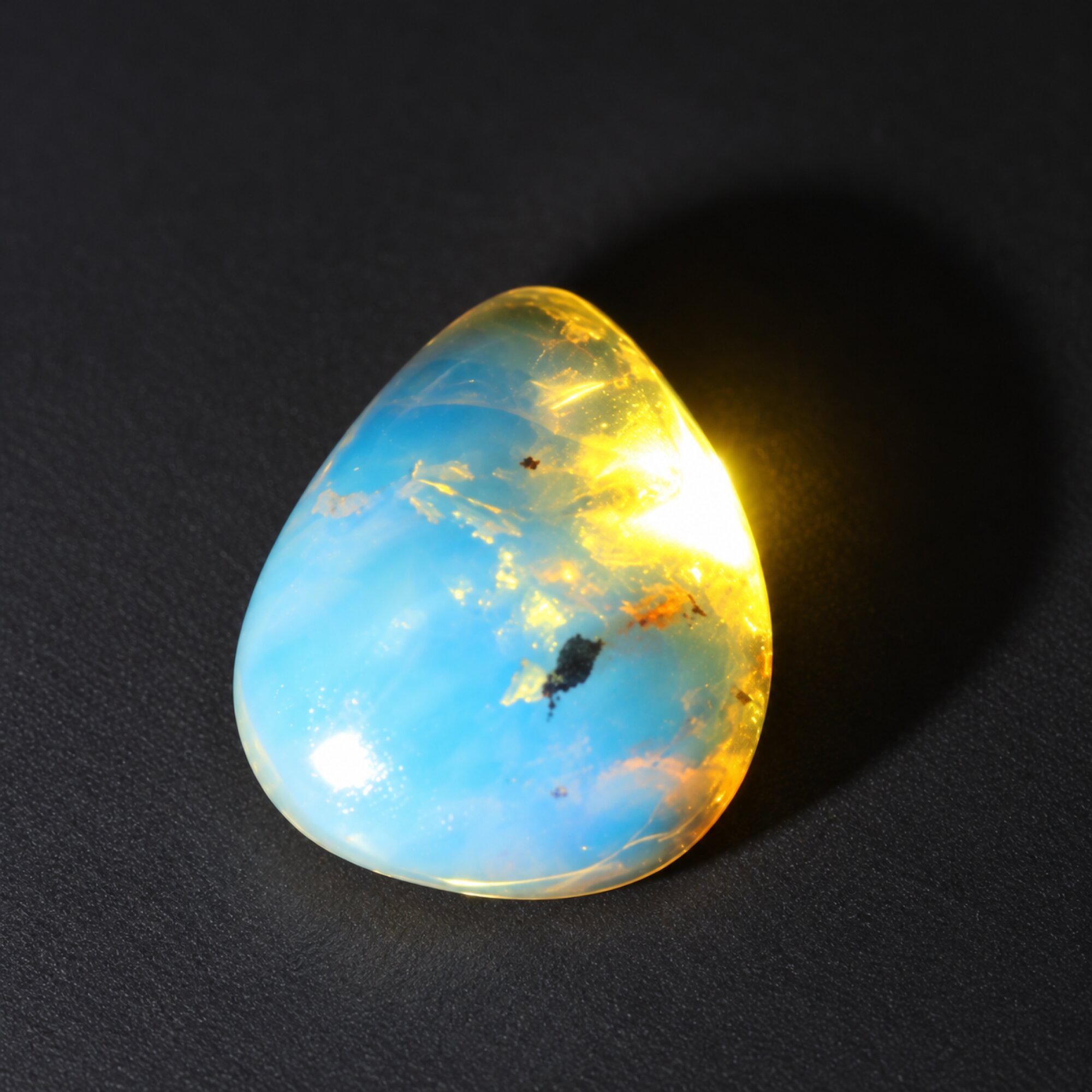 Untreated sky blue Dominican amber cabochon – photo 5