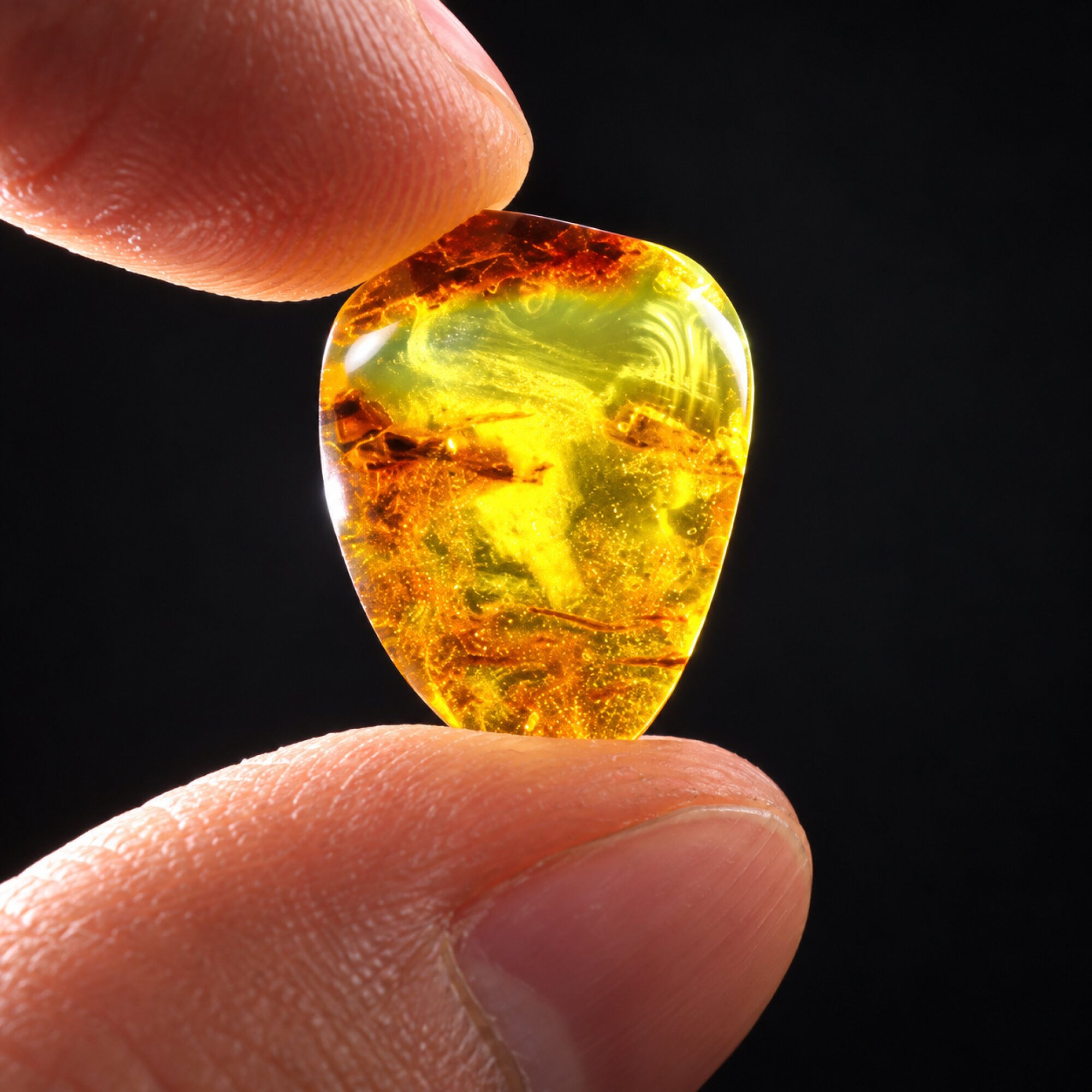 Genuine orange green Dominican amber cabochon – photo 4