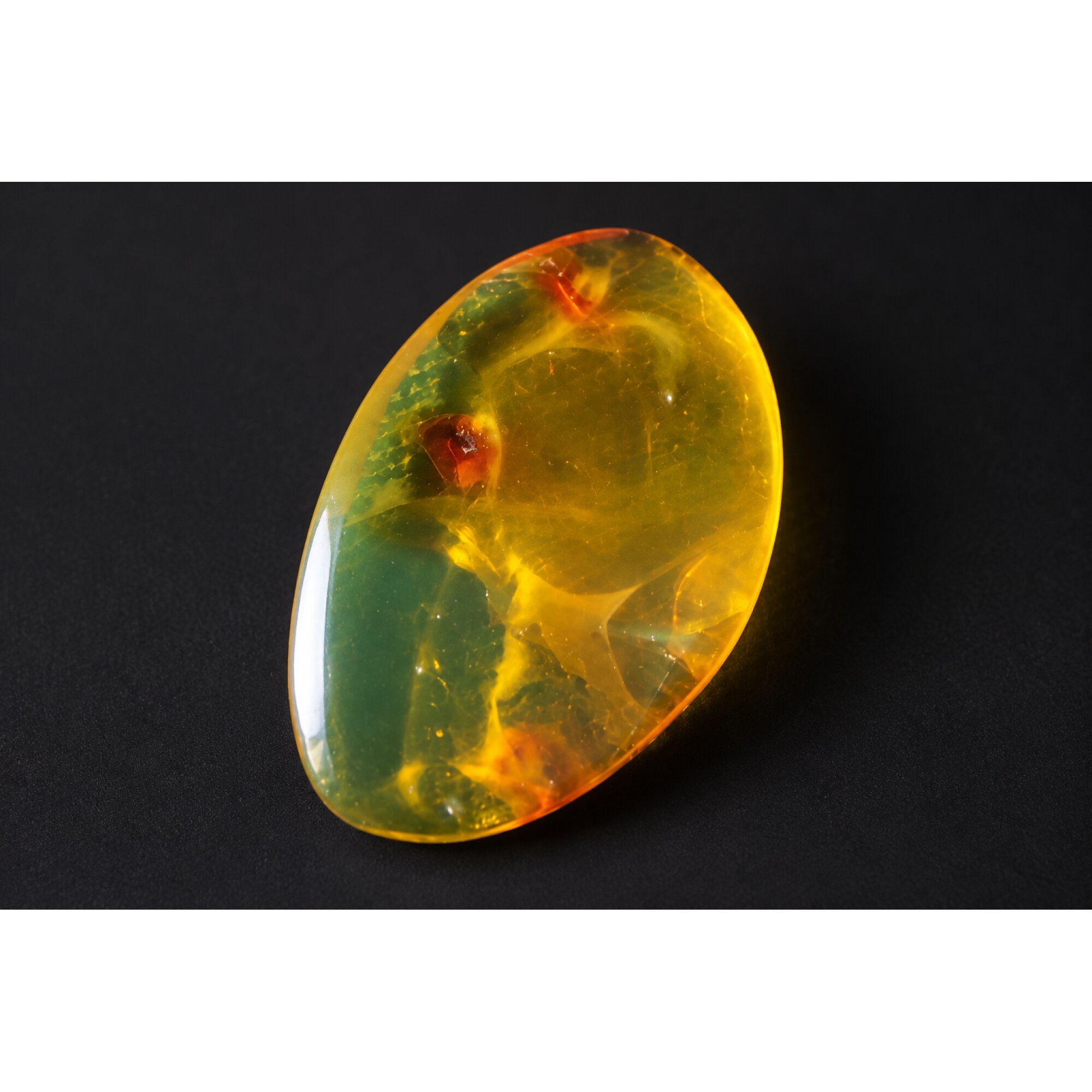 Nature created orange green Dominican amber cabochon – photo 3