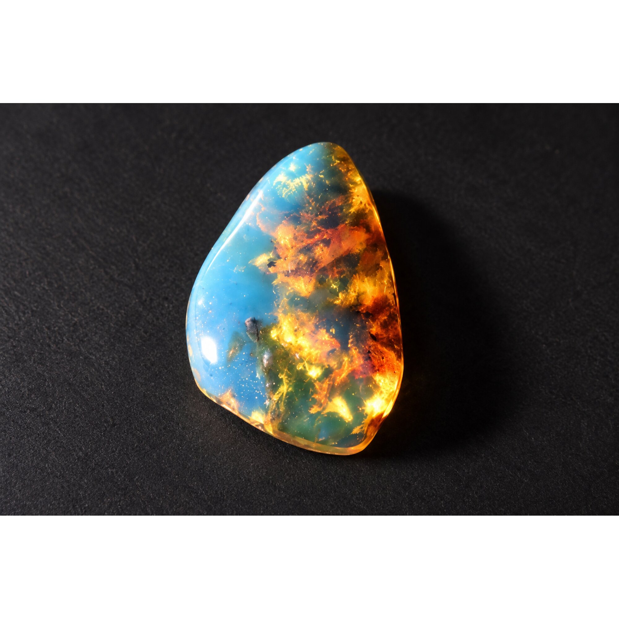 Nature created orange blue Dominican amber cabochon – photo 3