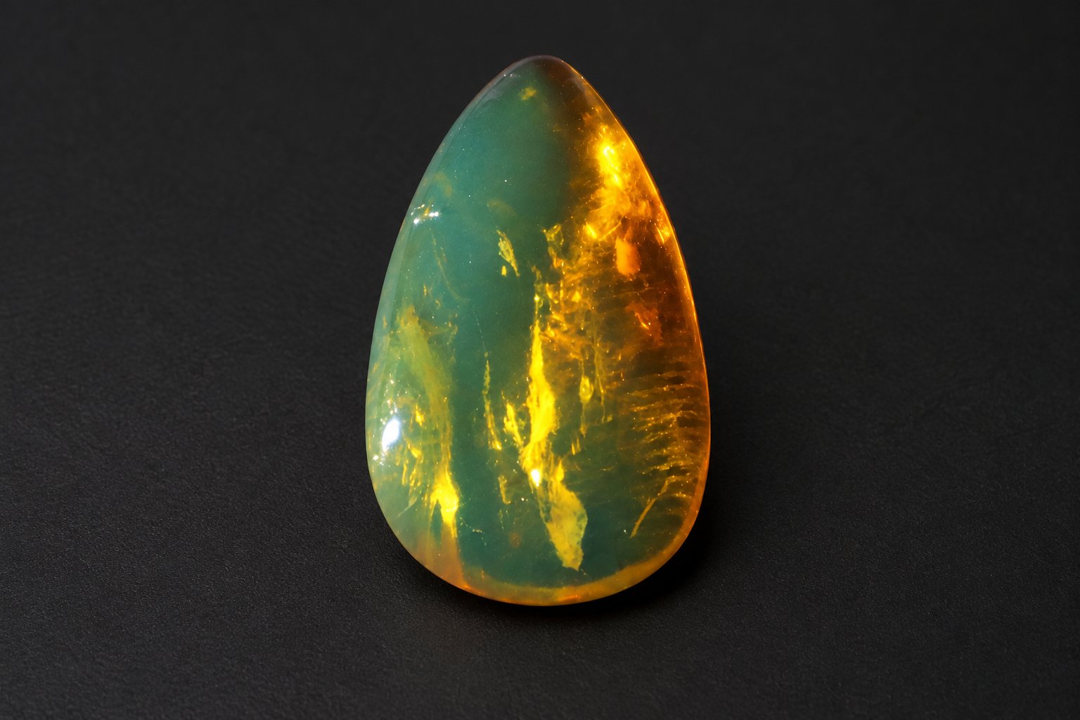 Genuine orange green polished Ámbar dominicano