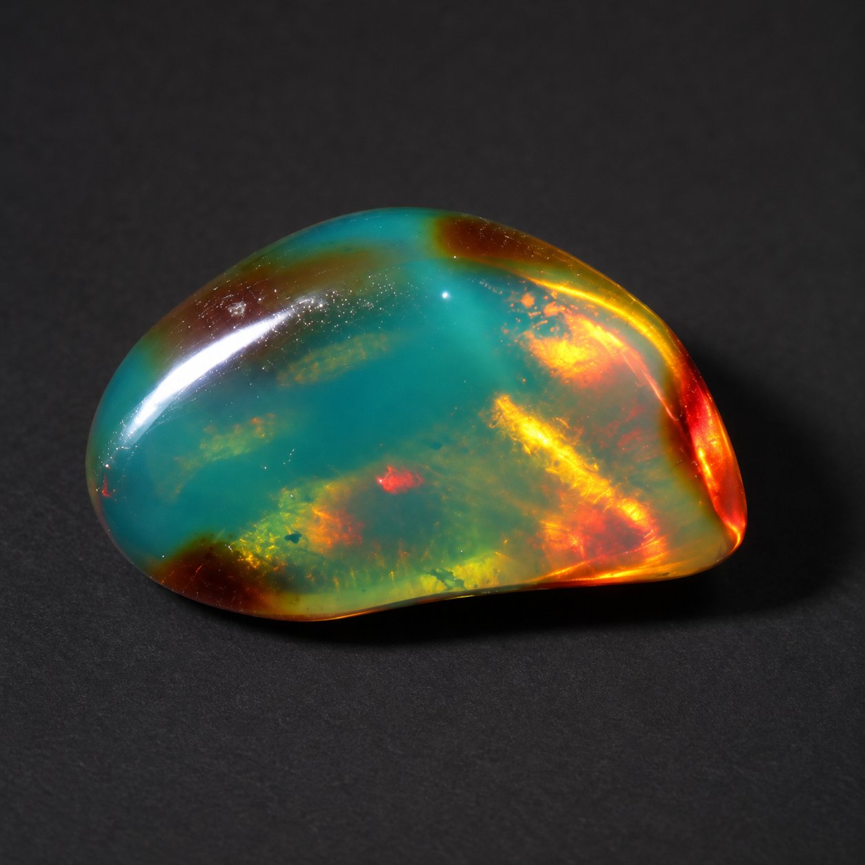 Genuine deep blue polished Dominican amber 30mm – photo 9