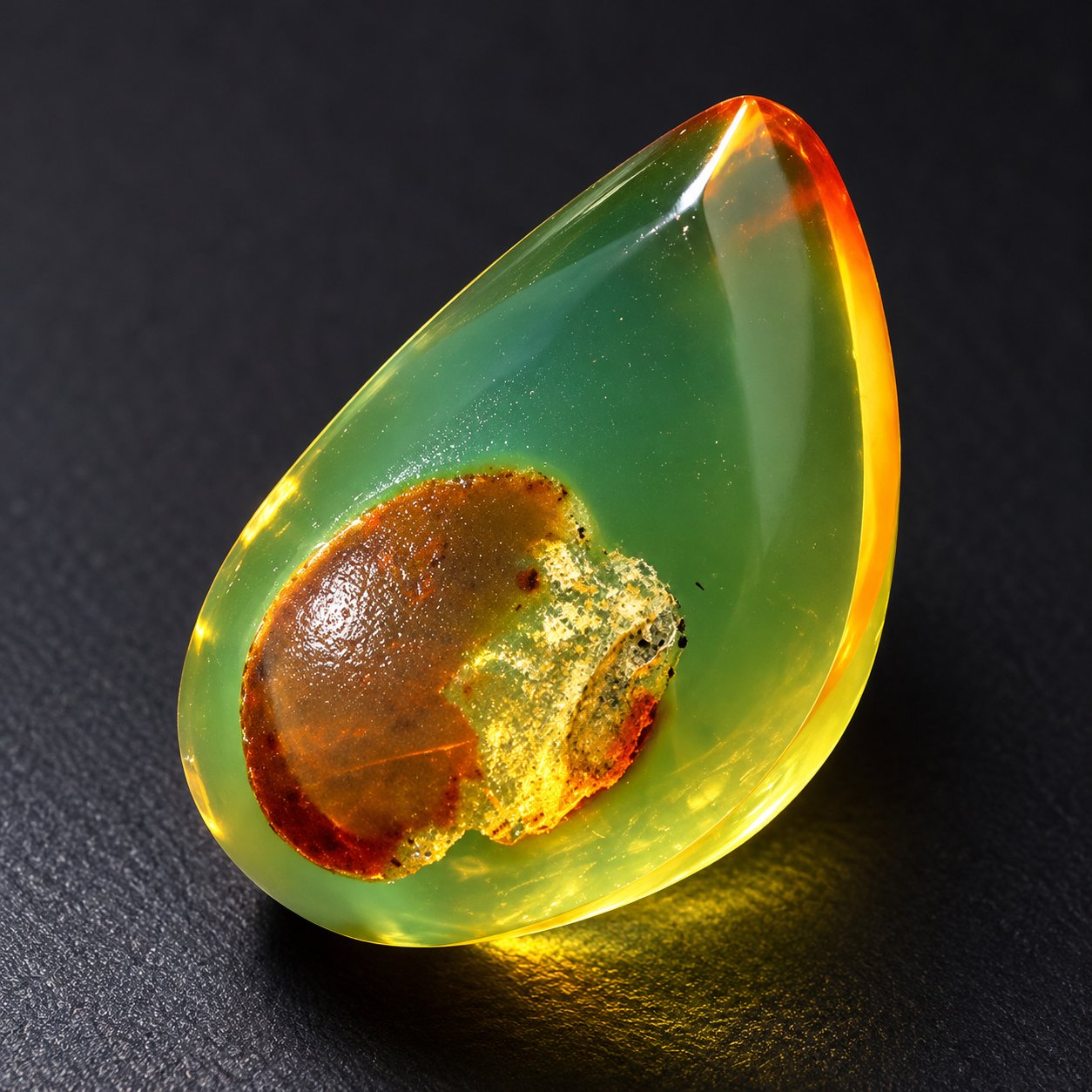 Real orange green polished Dominican amber 31mm