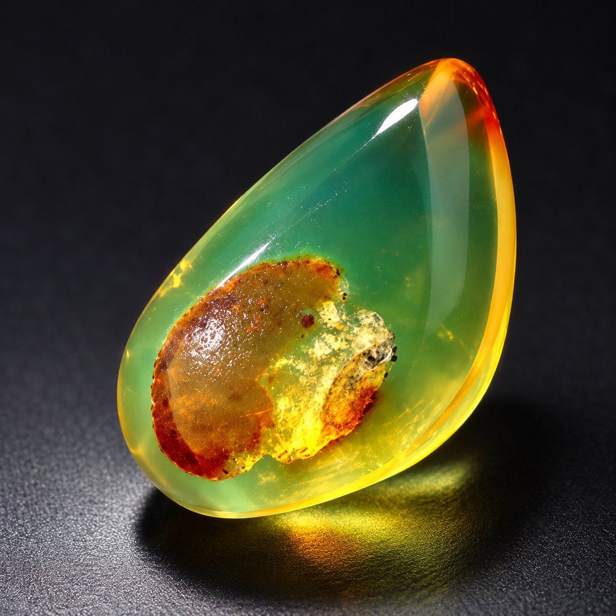 Real orange green polished Dominican amber 31mm – photo 9