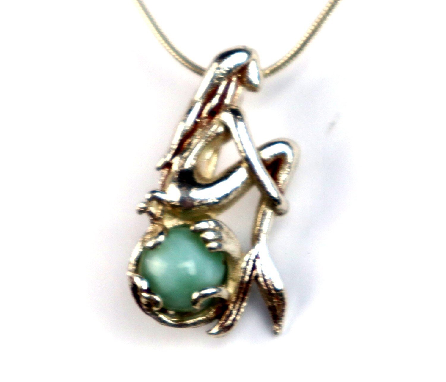 Natural Blue Larimar .925 Silver Mermaid Nixe Pendant 27mm free chain Necklace – photo 5