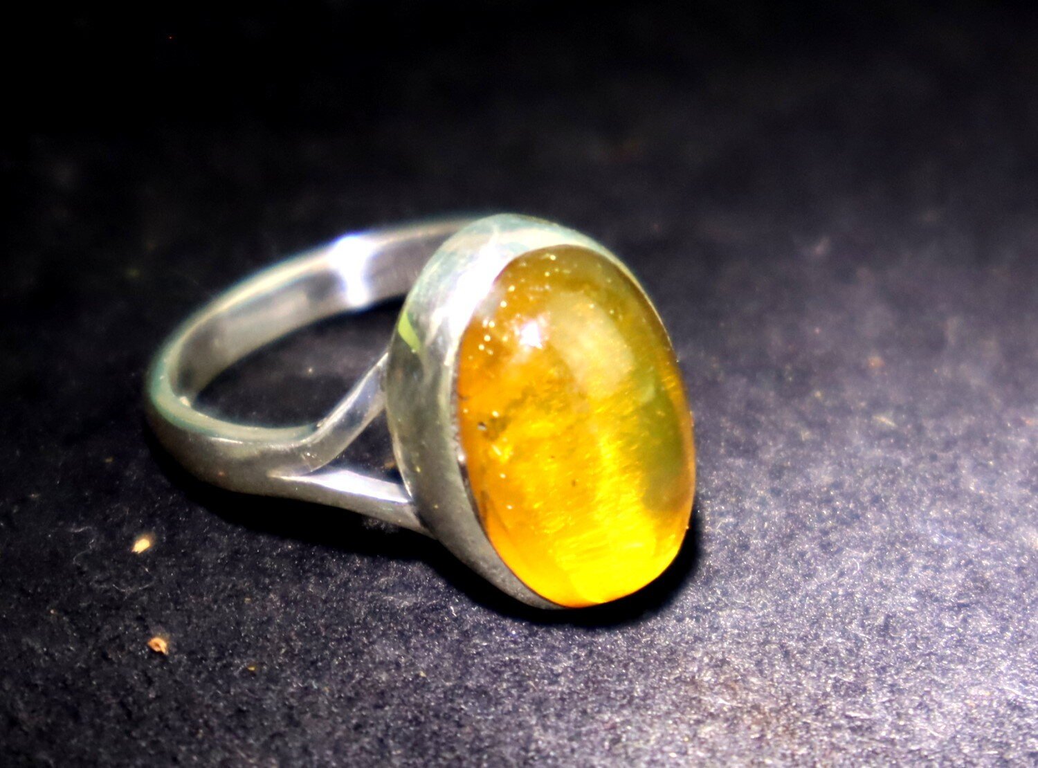 Exquisite Natural Clear Deep Yellow Amber .925 Sterling Silver Ring #5.5 – photo 5