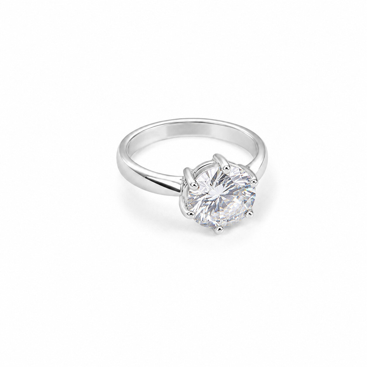 Elegant Fine White Cz (Cubic Zirconia) 925 Sterling Silver Round Ring US#6 1/4 – photo 3