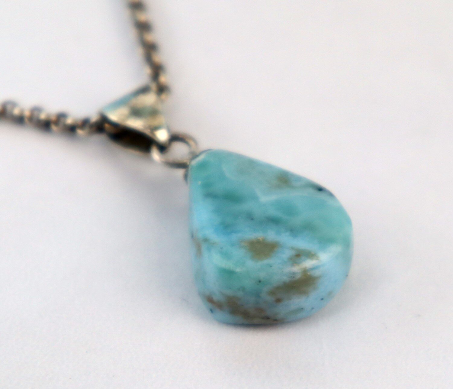 Artisan Polished Ocean Blue Larimar 925 Sterling Silver Pendant 35mm – photo 6