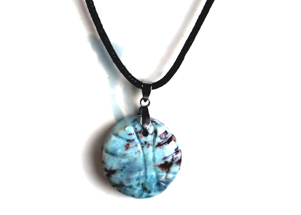 Charming Design Natural Ocean Blue Larimar Necklace adjustable free cord – photo 3