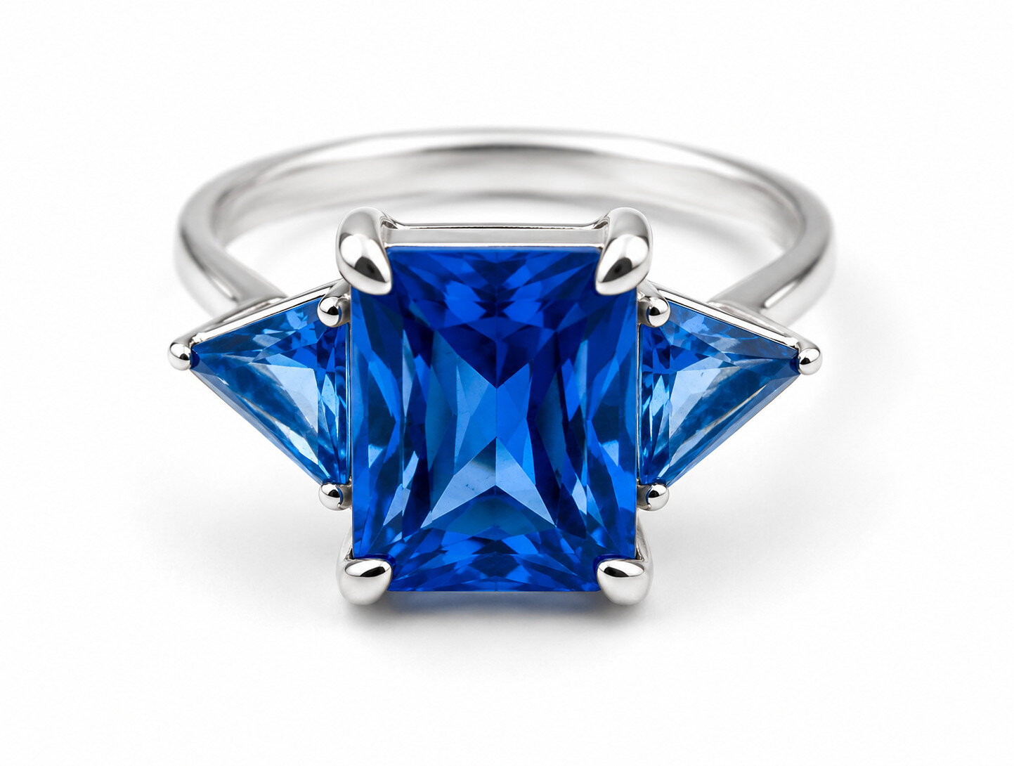 Elegant Fine Blue Topaz 925 Sterling Silver Rectangular Ring US#8 – photo 4