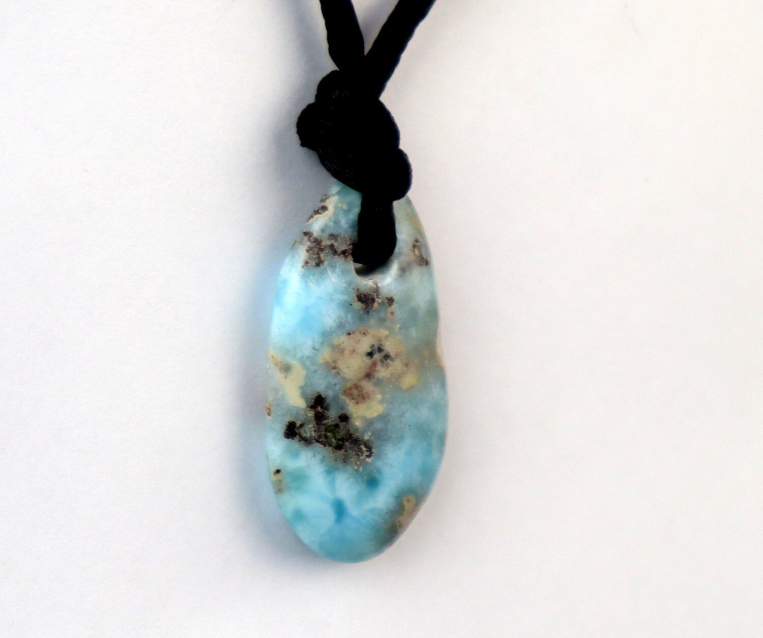 Charming Design Natural Light Blue Larimar Necklace free leather cord – photo 5
