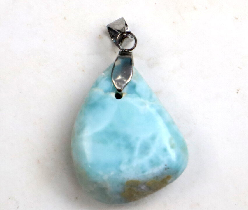 Beautiful Natural Light Blue Larimar Pendant 37mm – photo 5