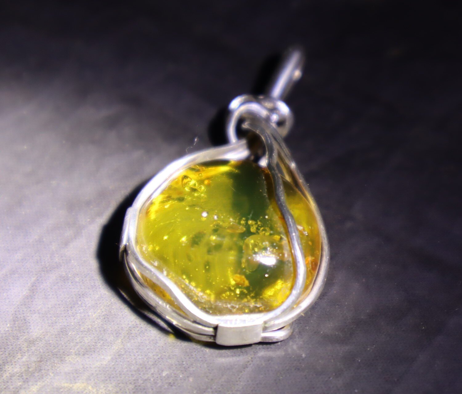 Handcrafted 2 inch Natural Heavy Amber .925 Sterling Silver Pendant Fossil – photo 7